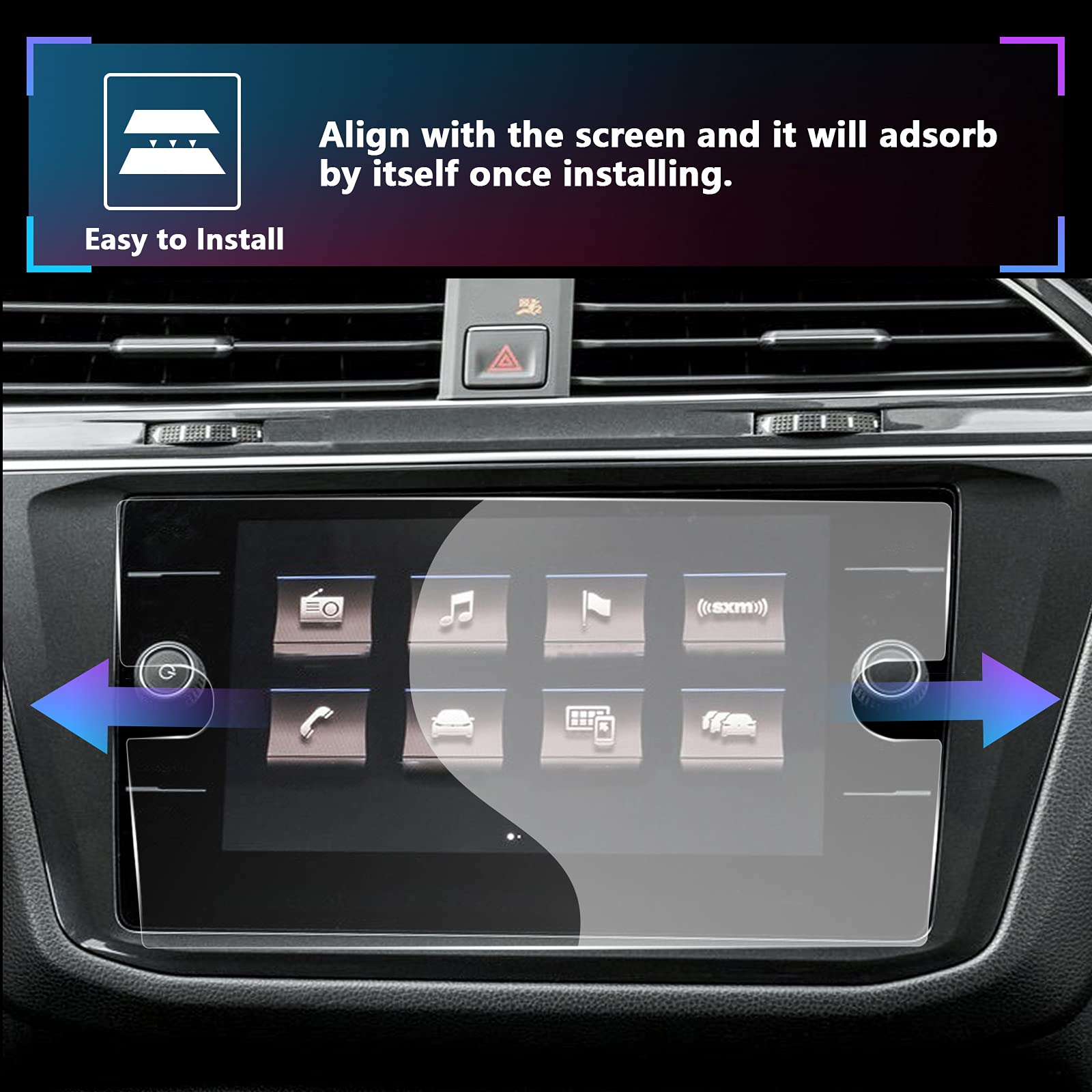 Sxcy For 2018 2024 Vw Tiguan/Taos 2018 2023 Atlas/Arteon Screen Protector 8 Inch 2024 Tiguan Taos Se Sel Accessories(Not For Atlas Se/ Taos /Tiguan S)