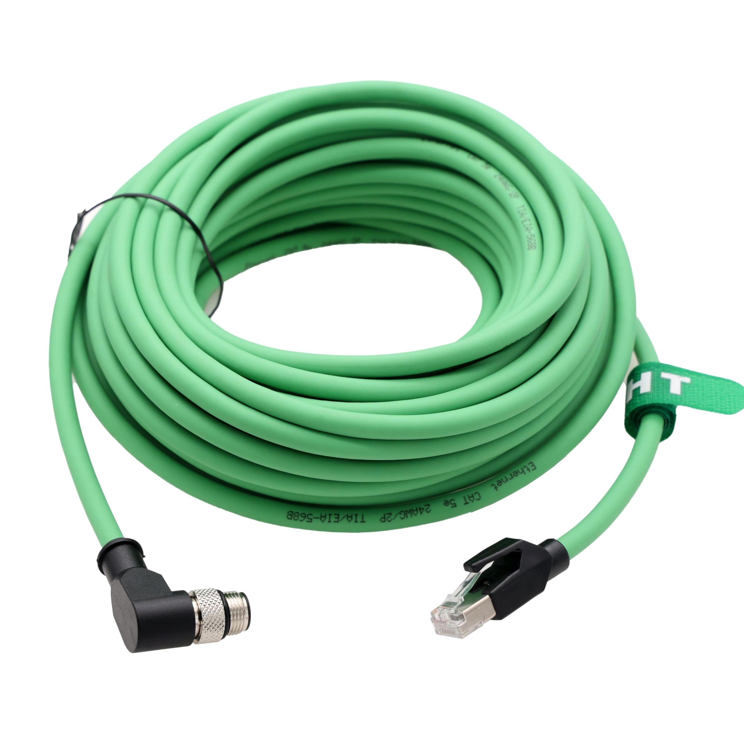 Hangton Cable For Profinet Ethernet/Ip Ethercat Ethernet Switch Omron Matrix Network Pc Plc, M12 4 Pin D Code Male Angled To Rj4