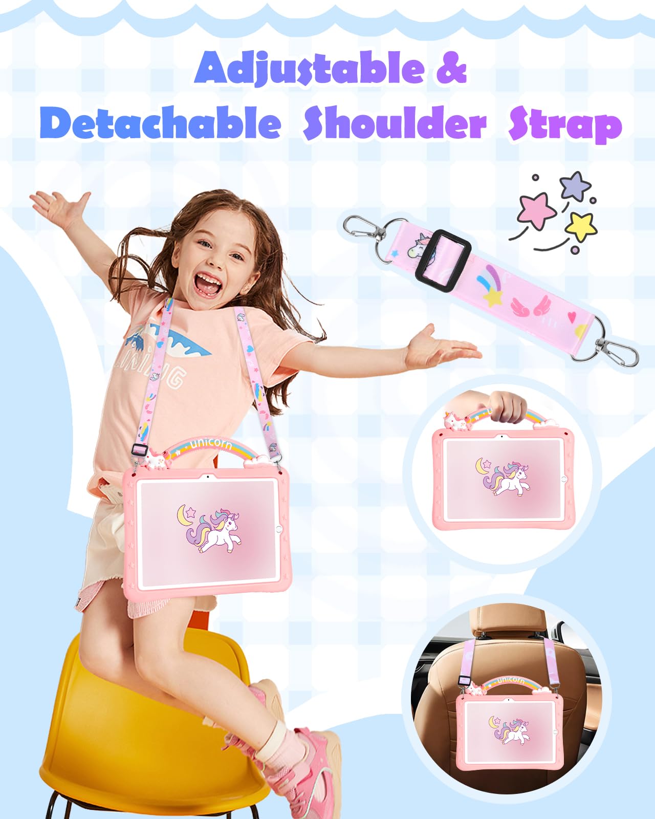 Wazzasoft For Samsung Galaxy Tab A9 Plus Case 11''   For Girls Cute Cartoon Kawaii Girly Pretty 3D Unique Design Silicone Cover