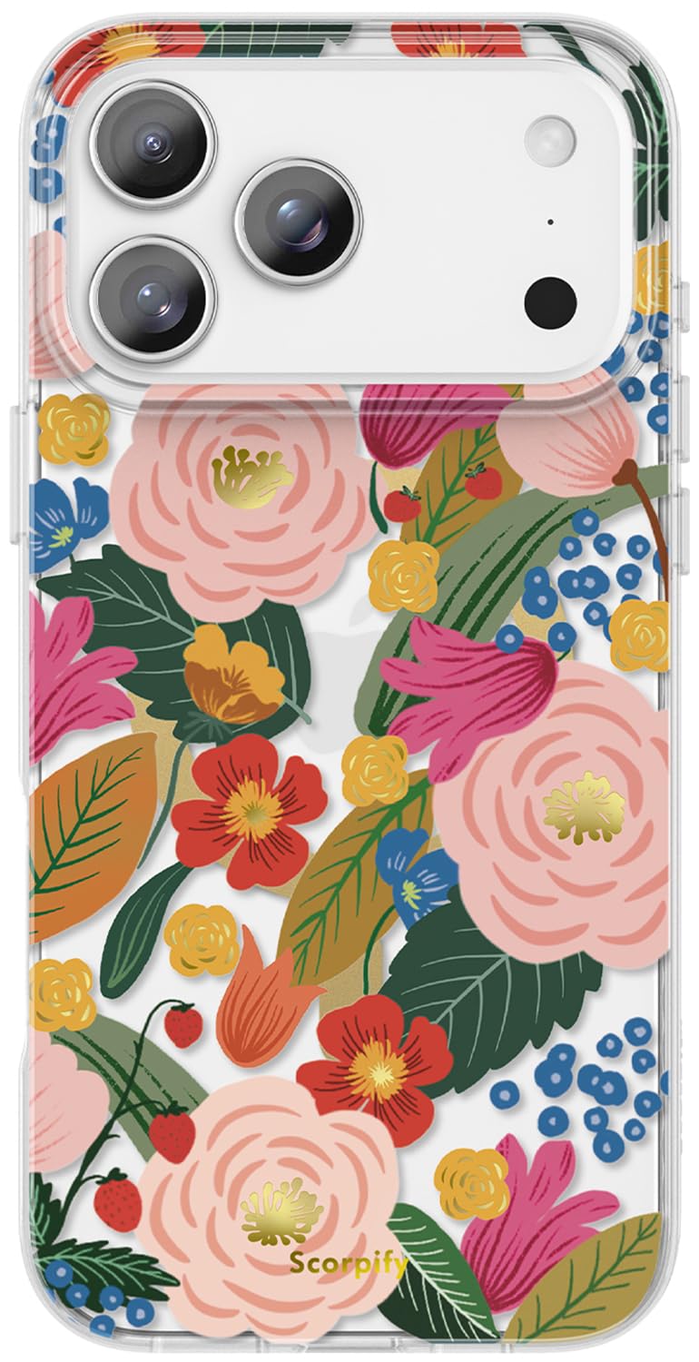 SCORPIFY for iPhone 17 Pro Case [Compatible with MagSafe] with Camellia Blossom Floral Design, Cute Clear Flower Magnetic Phone 