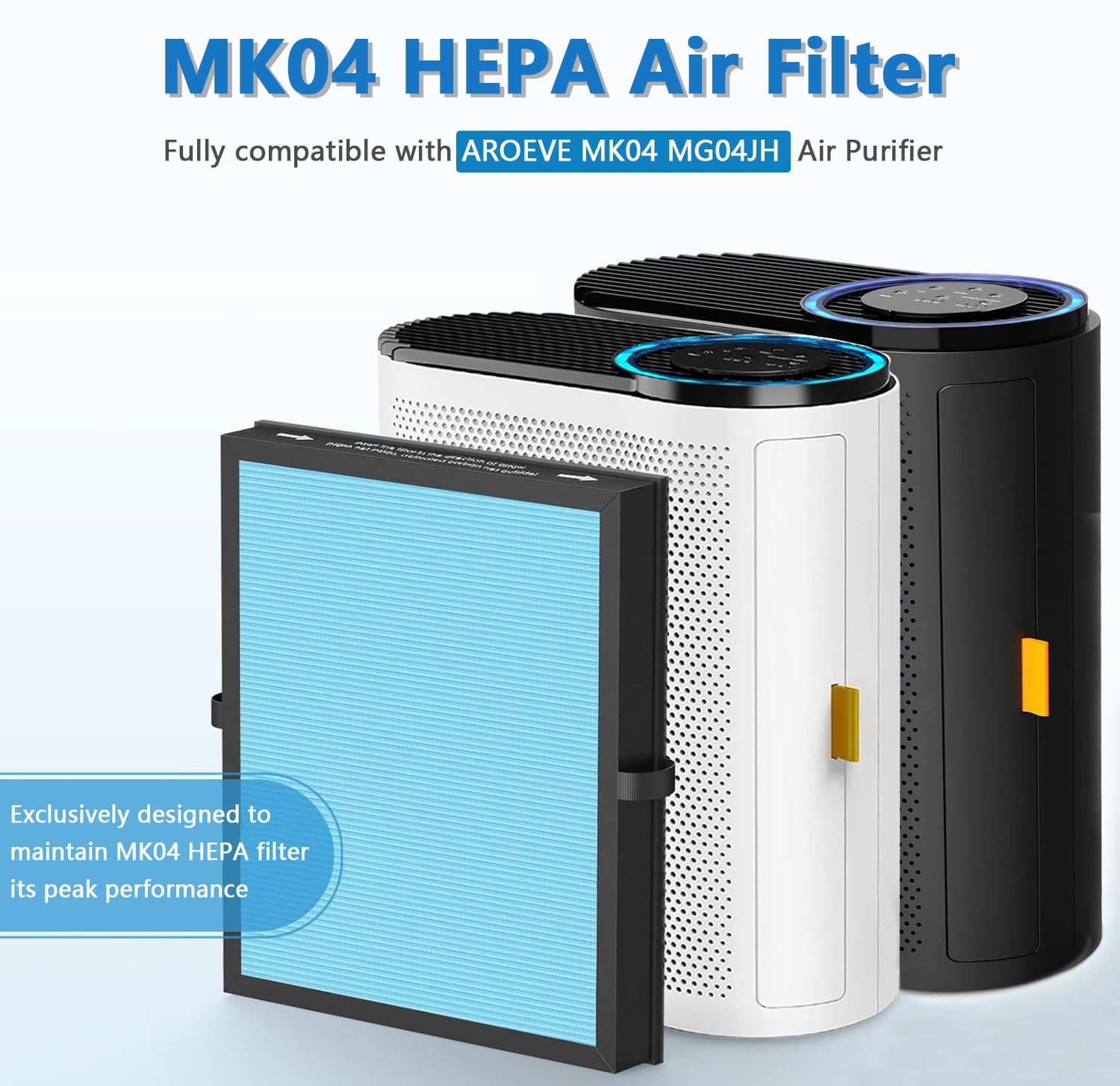 3 Pack Mk04 Air Filter Replacement For Aroeve Mk04 Air Purifier,4 Layers H13 Ture Hepa Filter For Mk04 Dh Jh04 For Dust Pet Dand
