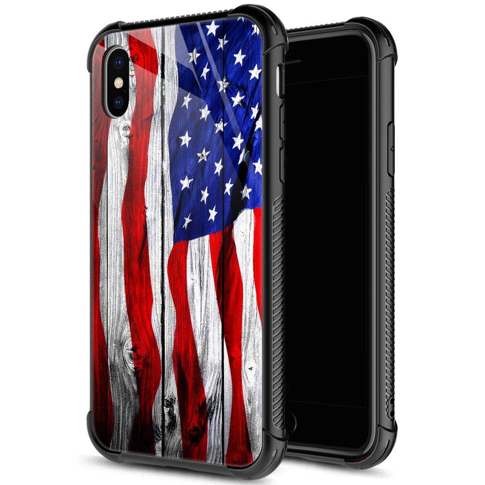 Zhegailian Case Compatible With Iphone Xs Max,Wood Grain Flag Case For Iphone Xs Max For Boys Men,Pattern Design Anti Scratch Or