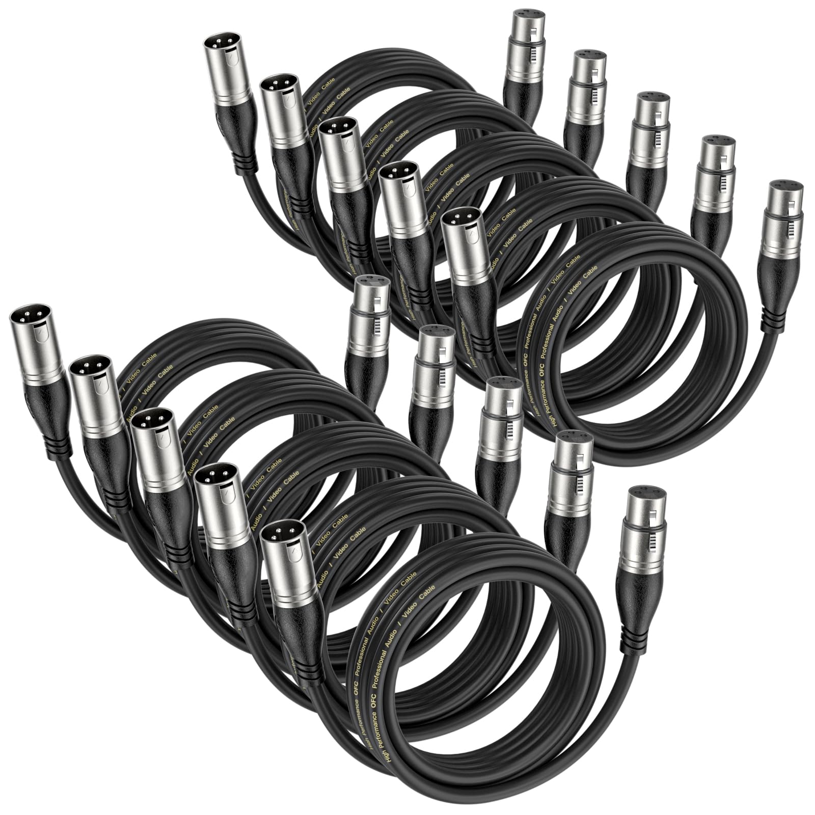 EBXYA XLR Cable 3ft 10 Packs - Premium Balanced Microphone Cable with 3-Pin XLR Male to Female Mic Speaker Cable, Black