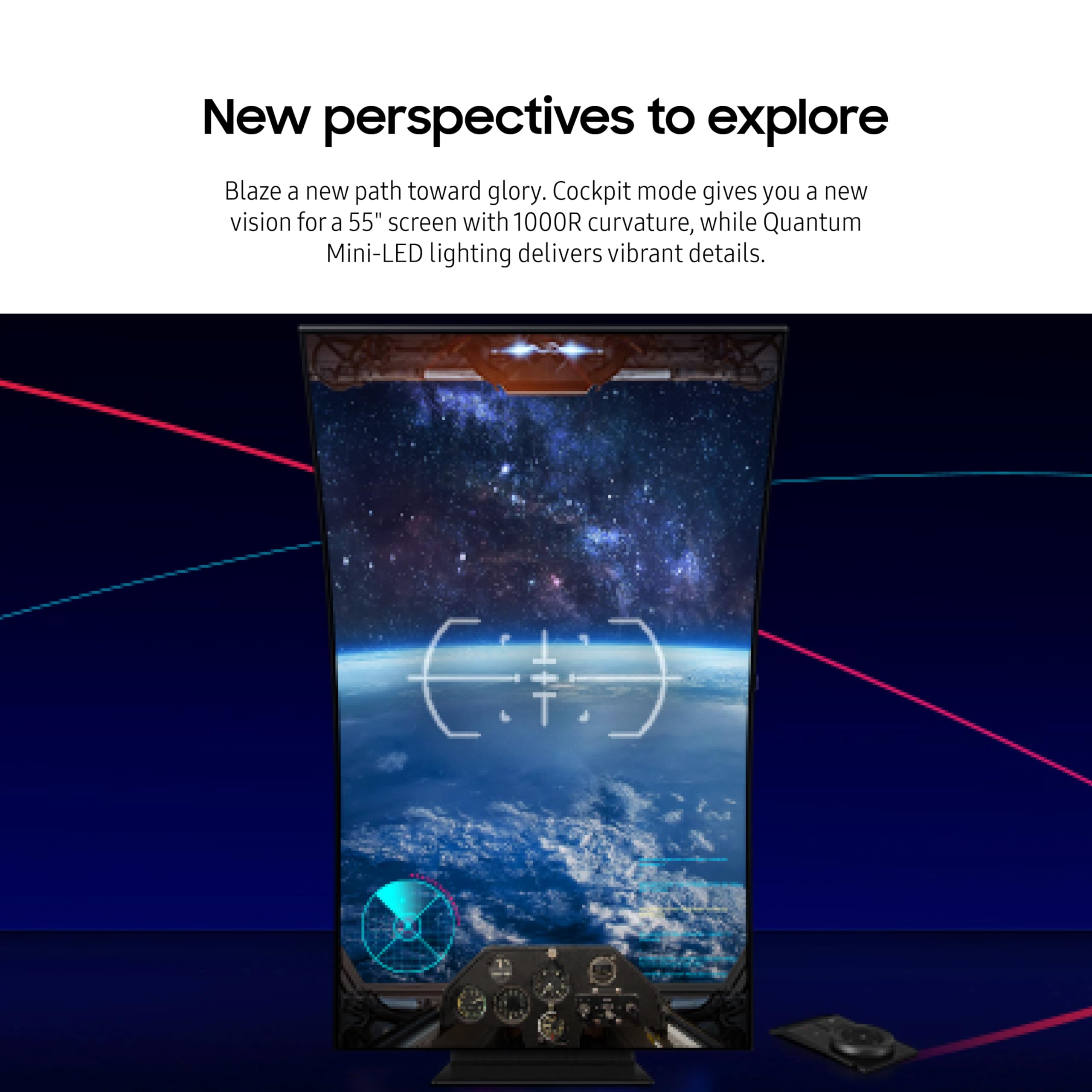 Samsung 55'' Odyssey Ark 2Nd Gen 4K Uhd 1000R Curved Gaming Monitor, 165Hz, 1Ms, 4 Input Multi View, Quantum Mini Led, Amd Frees