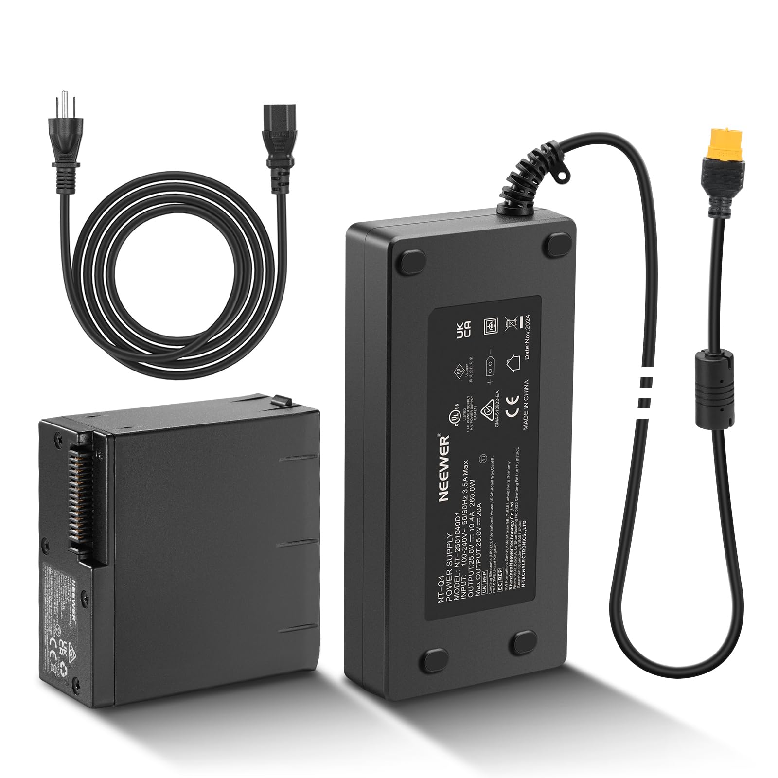 NEEWER Dummy Battery Kit for Q4/Q4PRO Outdoor Flash Strobe Speedlight with AC Power Adapter & Cable, 25V 10.4A Replacement, Inte