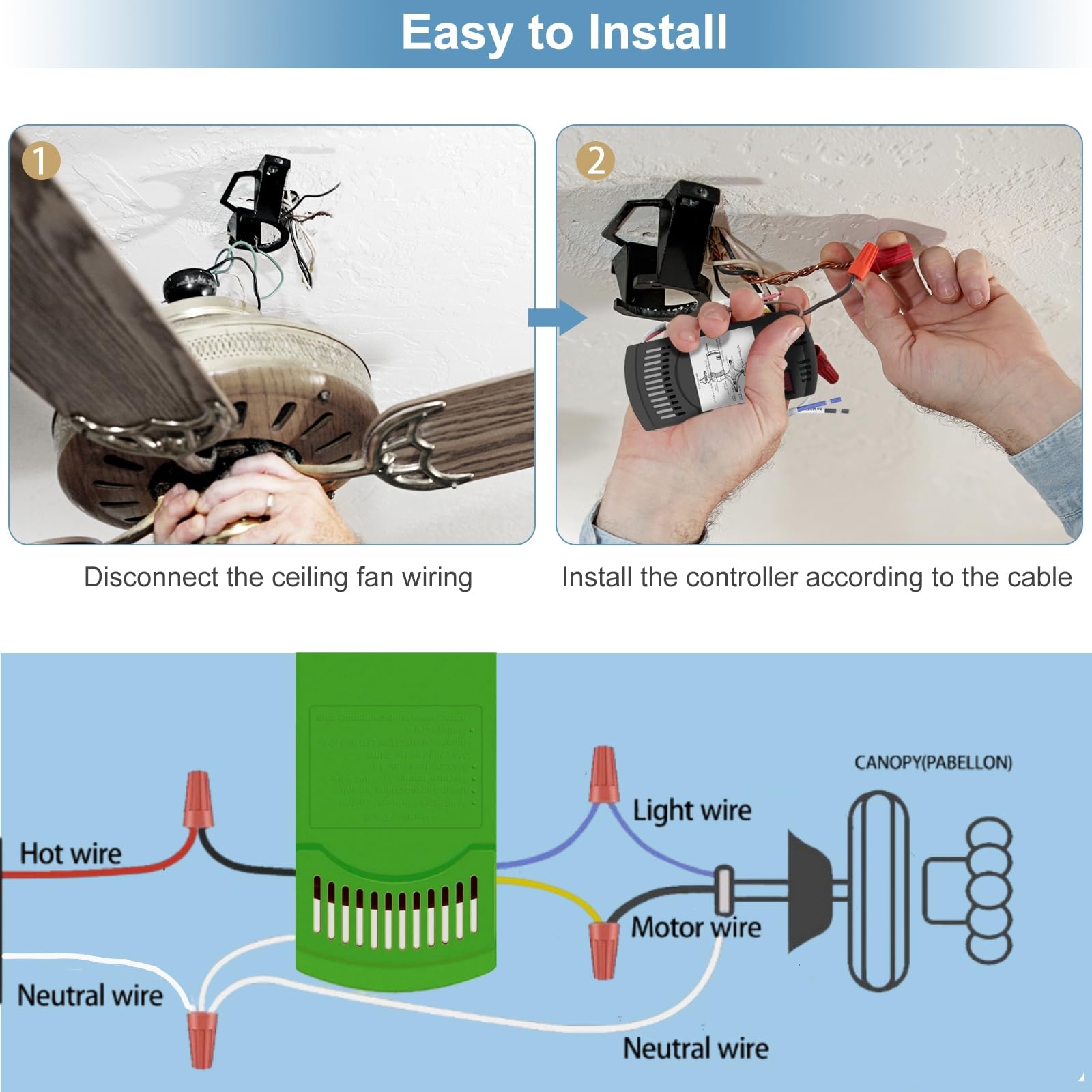 99770 Ceiling Fan Remote Control Kit Replacement For Hampton Bay Harbor Breeze 99770 99813 99815 99384 99772 99122 99123 99600,3