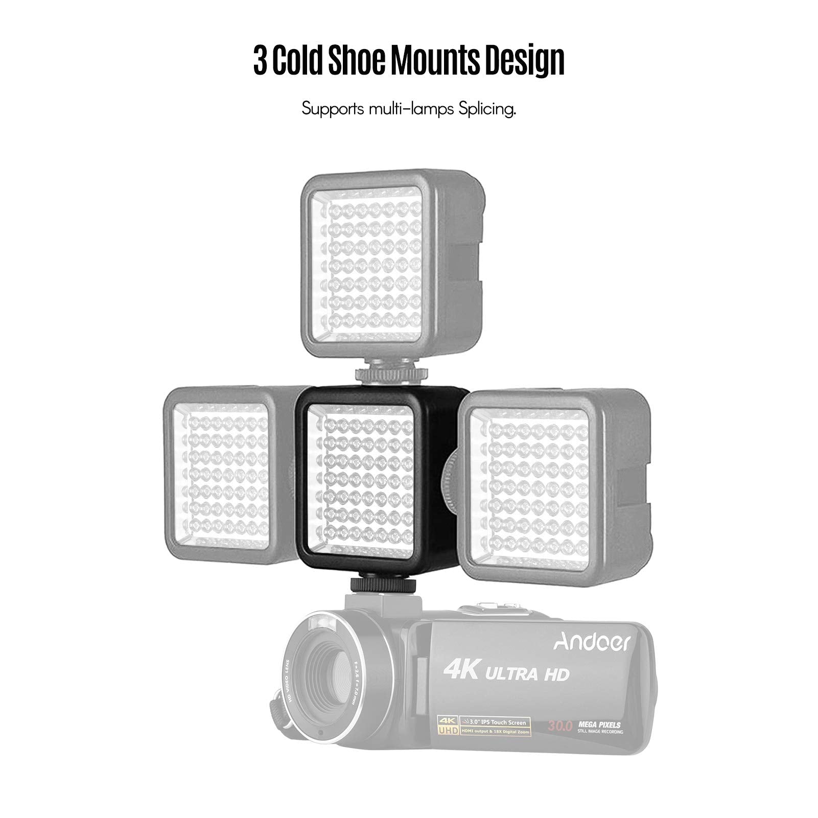 Mini Ir Night Vision Light Infrared Photography Light For Video Camera Camcorder Built In Rechargeable Battery With 3 Cold Shoe