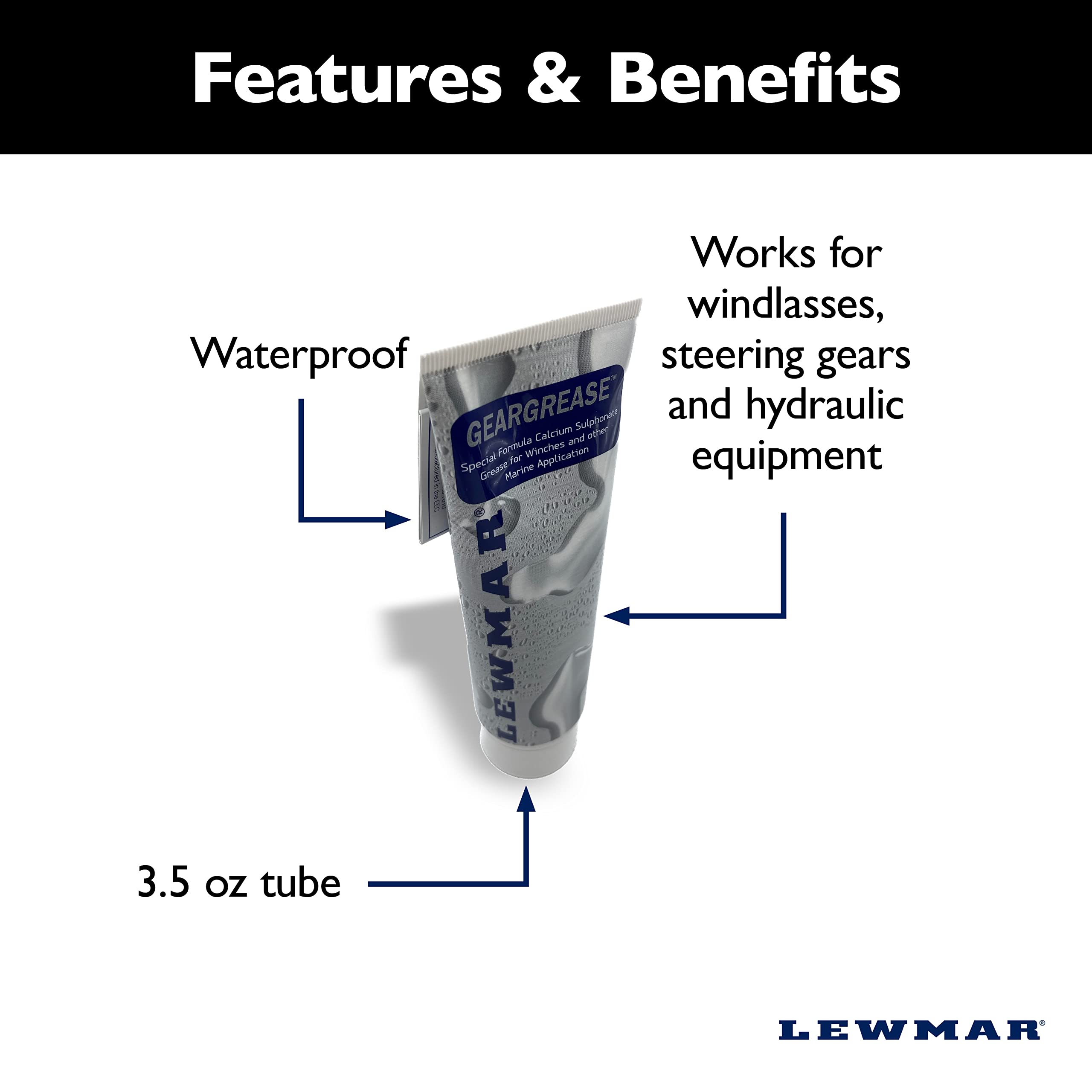Lewmar Winch Grease, 3.5 Oz Tube - Winch Maintenance Grease With Solid Activation And Load-Carrying Features - For Winches, Wind,WBAUVB00OAFKP9W