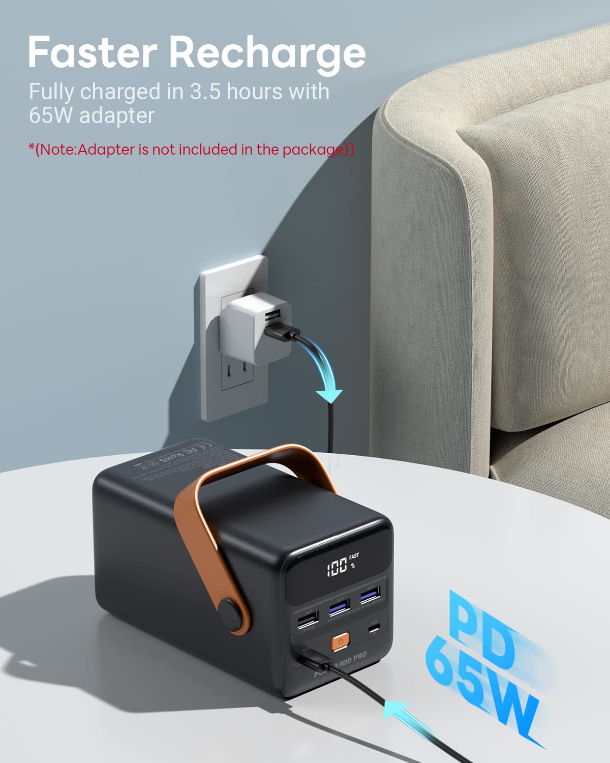 Poweradd Pro Power Bank 50000Mah Pd 65W Usb C Portable Charger With Led Display Fast Charging Compatible With Laptop Macbook Iph