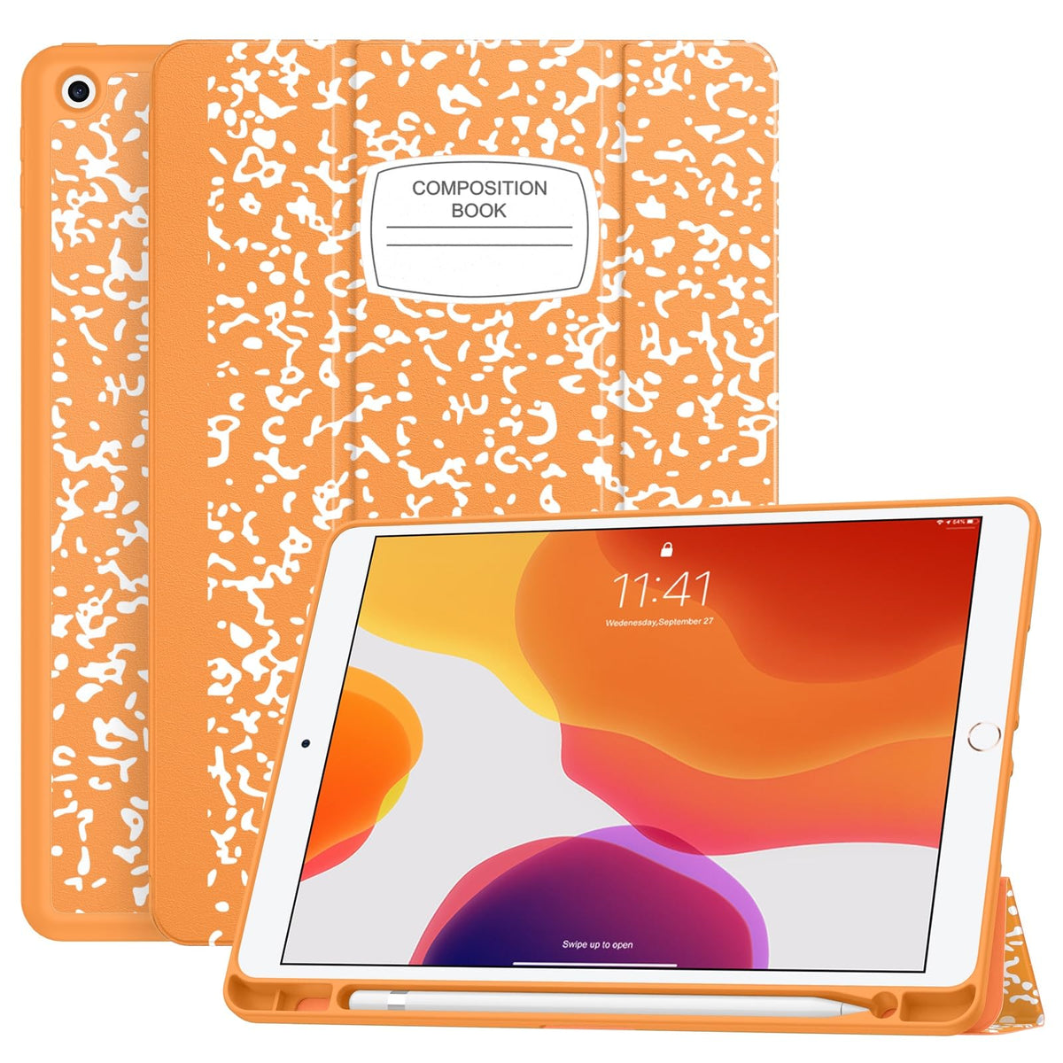 Soke Case For Ipad 9Th Generation 2021/8Th Gen 2020/7Th Gen 2019 With Pencil Holder   Premium Shockproof Case With Soft Tpu Back Cover & Auto Sleep/Wake For Ipad 10.2 Inch, Book Citrus