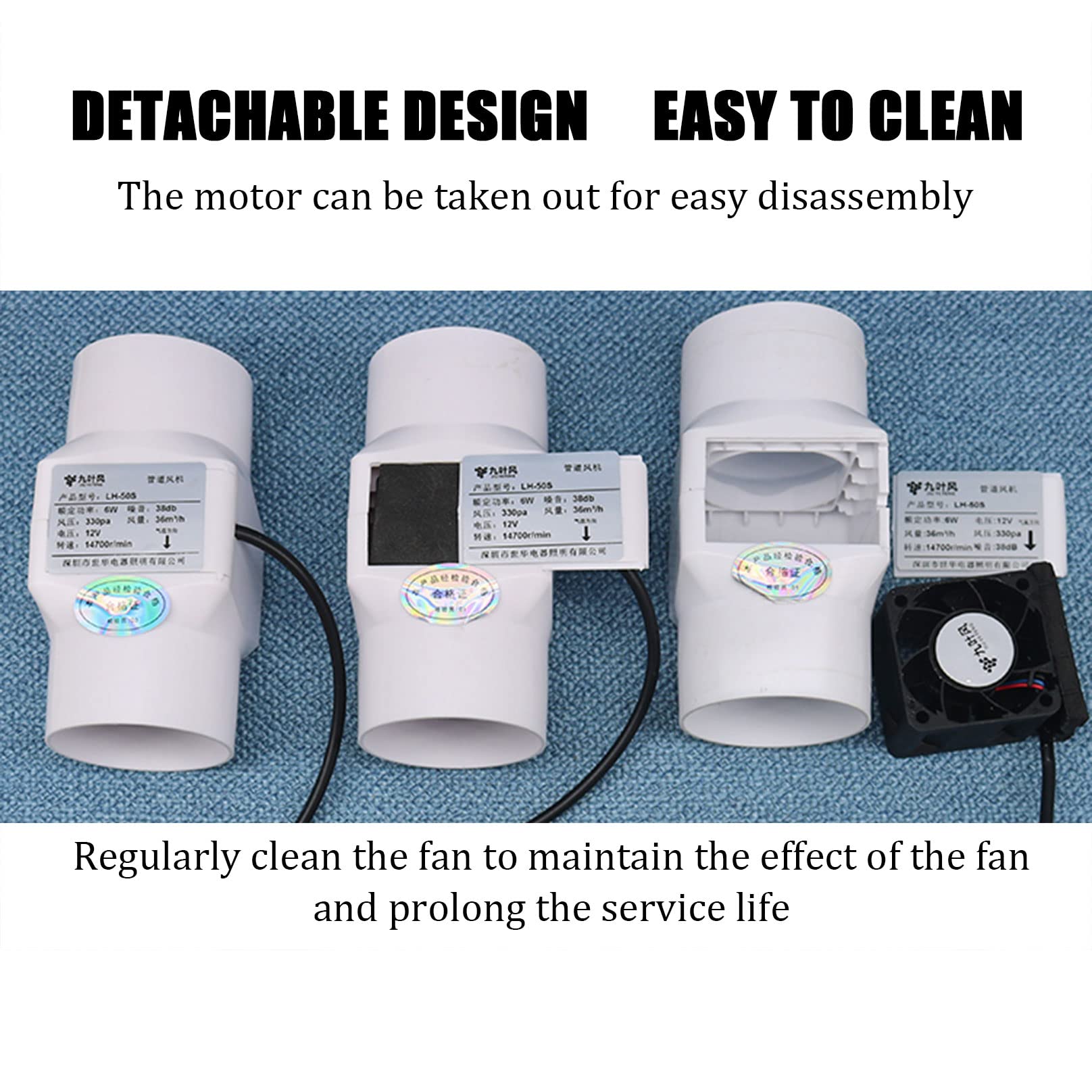 Ttiiloe Inline Duct Fan 2 Inch 50Mm Ventilation Exhaust Booster 62 Cfm Quiet Fan Filter Duct Kit 6W 12V Intake Fume Extractor Bl