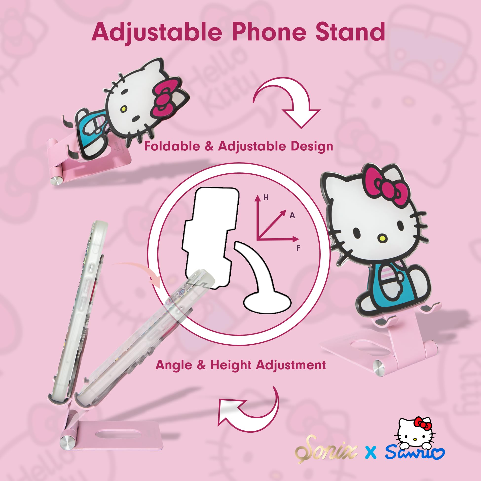 Sonix X Sanrio Character Phone Stand | Adjustable Cell Phone Holder, Desk Stand, Dock | Hello Kitty Classic