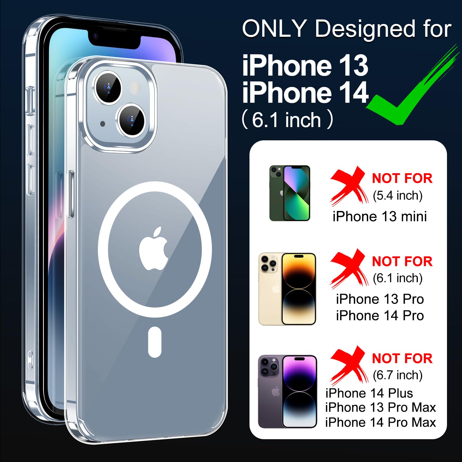 Jaroco For Iphone 14 Case Magnetic Case[Compatible With Magsafe][Anti Yellowing][Non Stick Fingerprints][Ultra Thin][Shockproof]