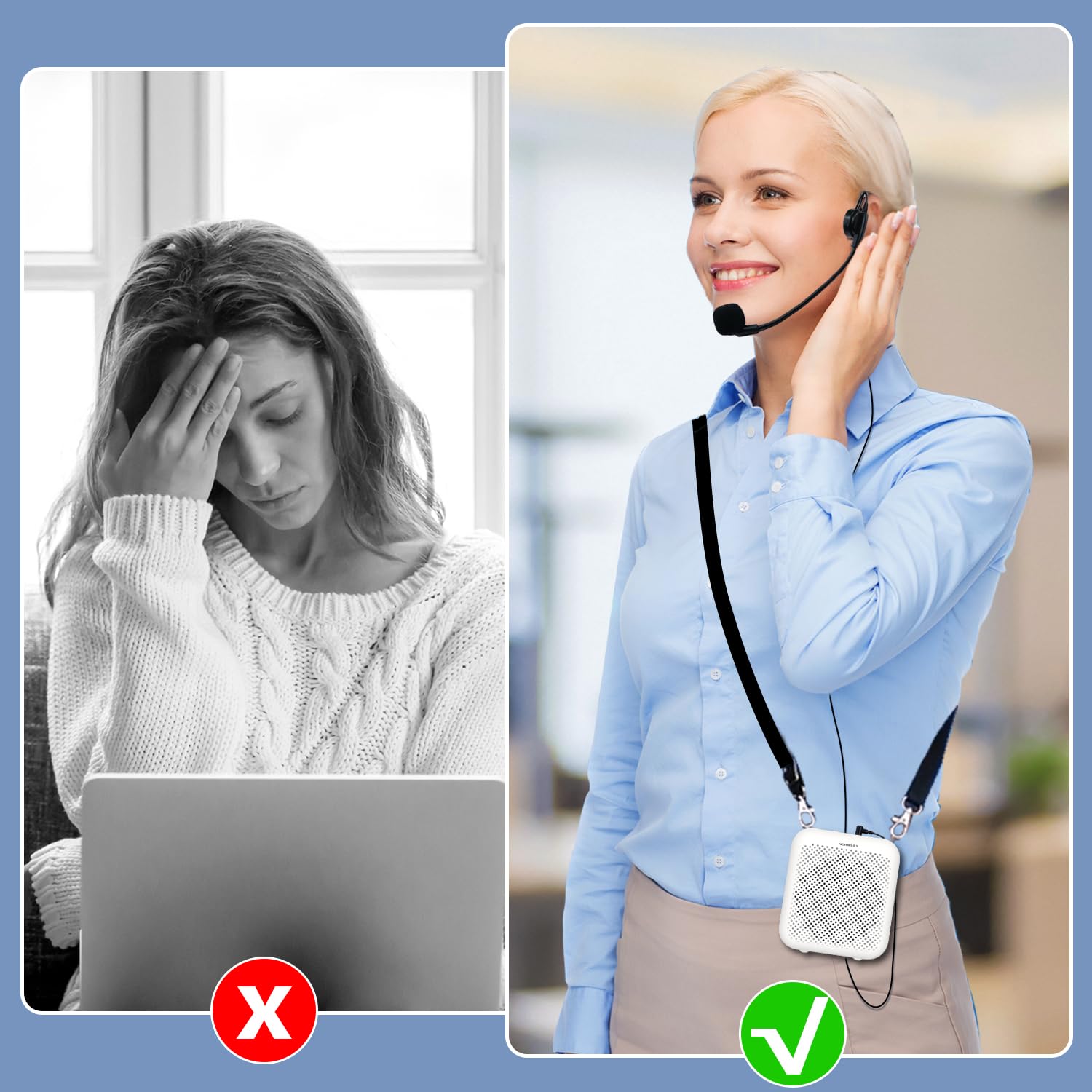 Norwii Portable Voice Amplifier Mini Rechargeable With Wired Microphone Headset & Waistband, 4000Mah Personal Voice Amplifier Fo