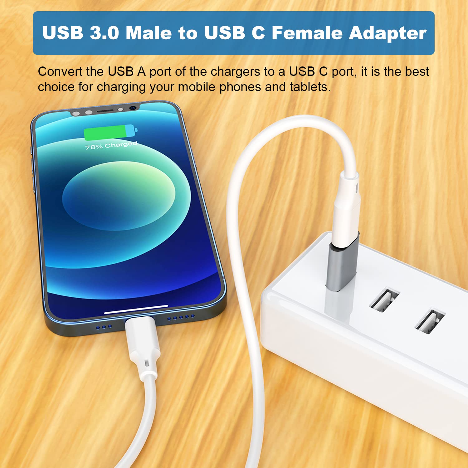 Areme Usb C Adapter (6 Pack), Usb A Male To Usb C Male, Usb 3.0 Male To Usb C Female, Usb Type C Male To Usb 3.0 Female Converte