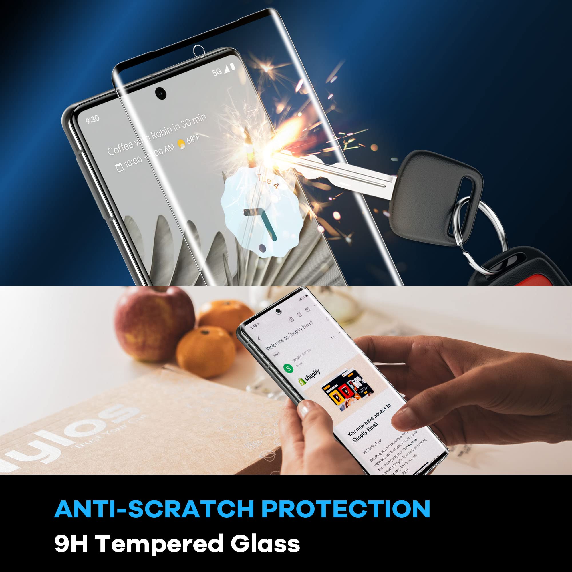 [3 Pack] Fangtian 3D Curved For Pixel 7 Pro Screen Protector Tempered Glass, 9H Glass For Google Pixel 7 Pro 6.7Inch  [Fingerpri