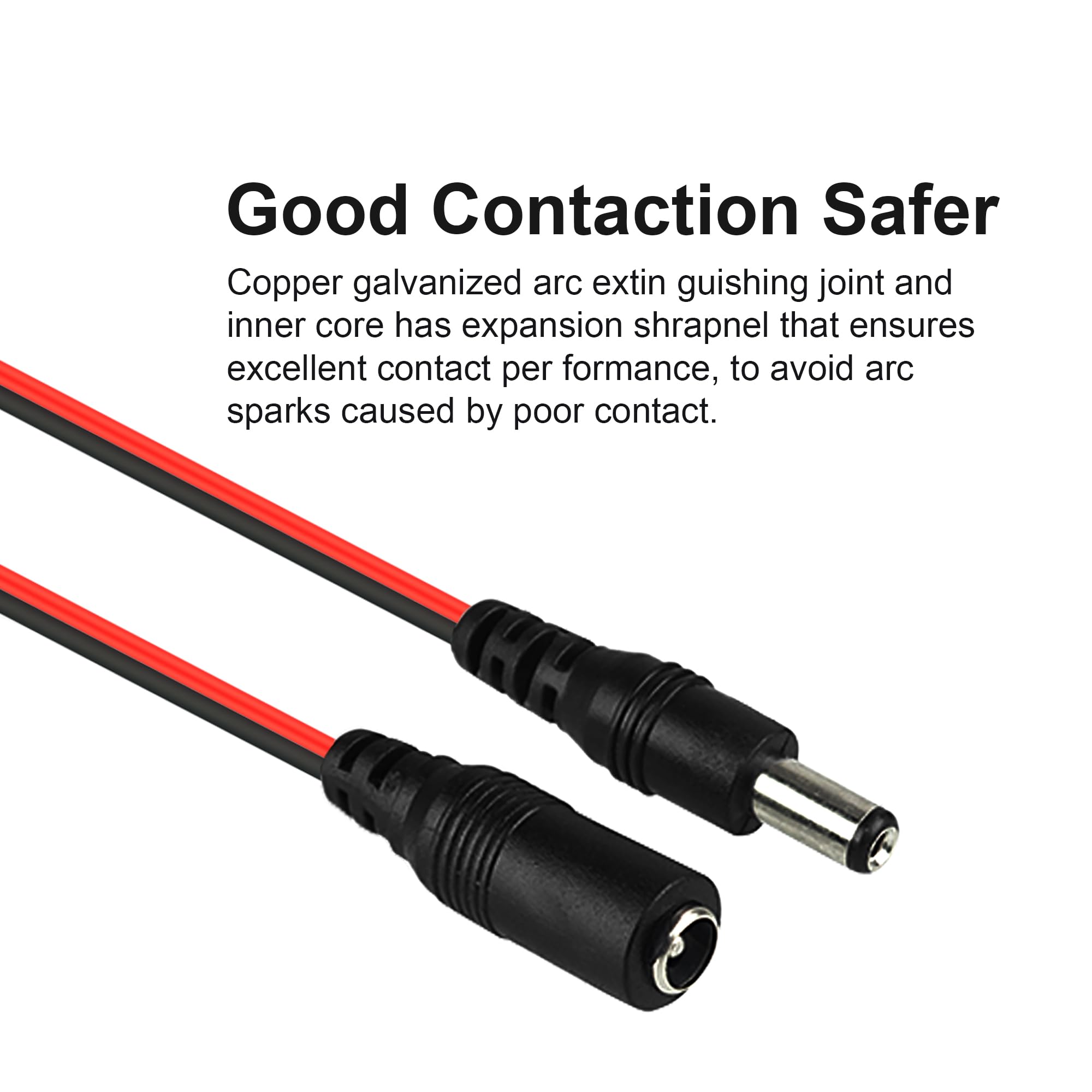 Ultrapoe Dc Power Cable Connectors 18Awg Copper Strands 12V 5A Plugs Male Female Dc Connectors, For Cctv Security Camera Pigtail