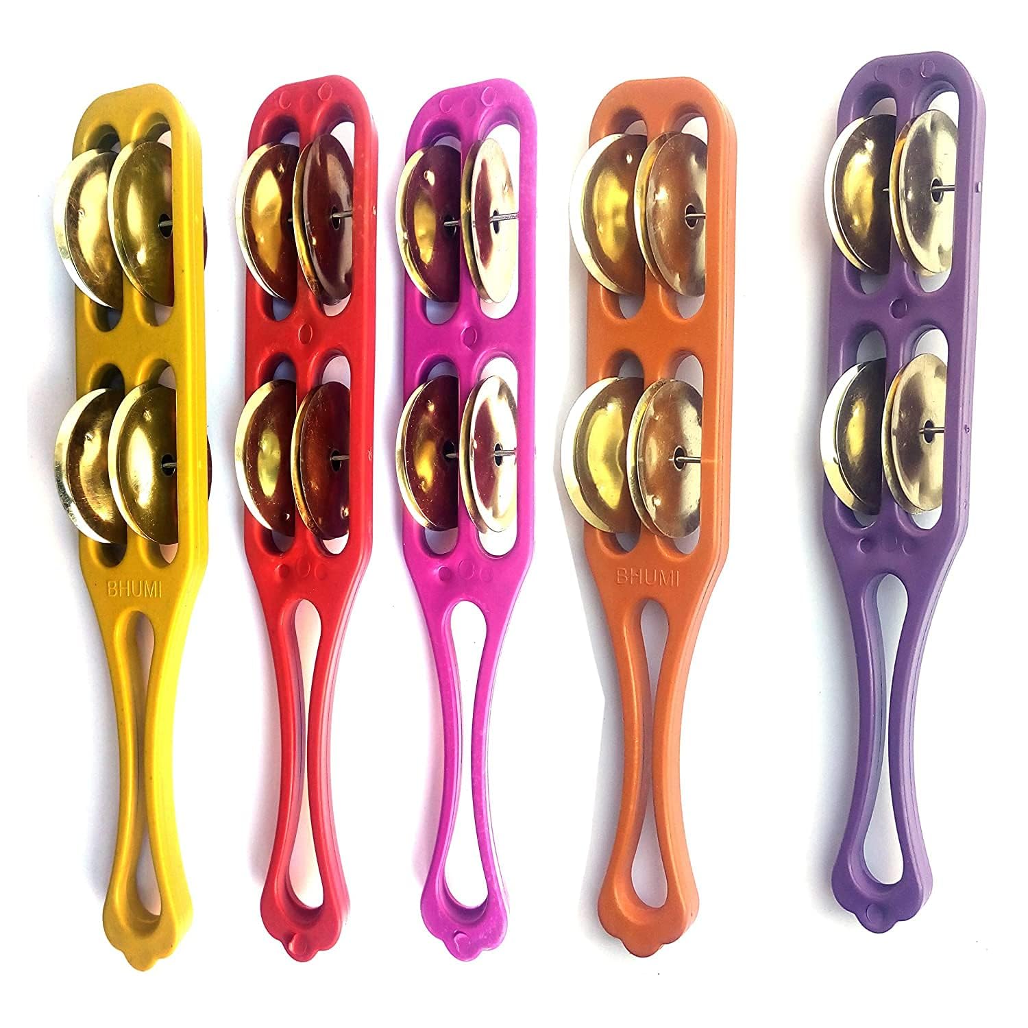 SPEHUB Plastic Khartal (Multicolour) 5 Pieces