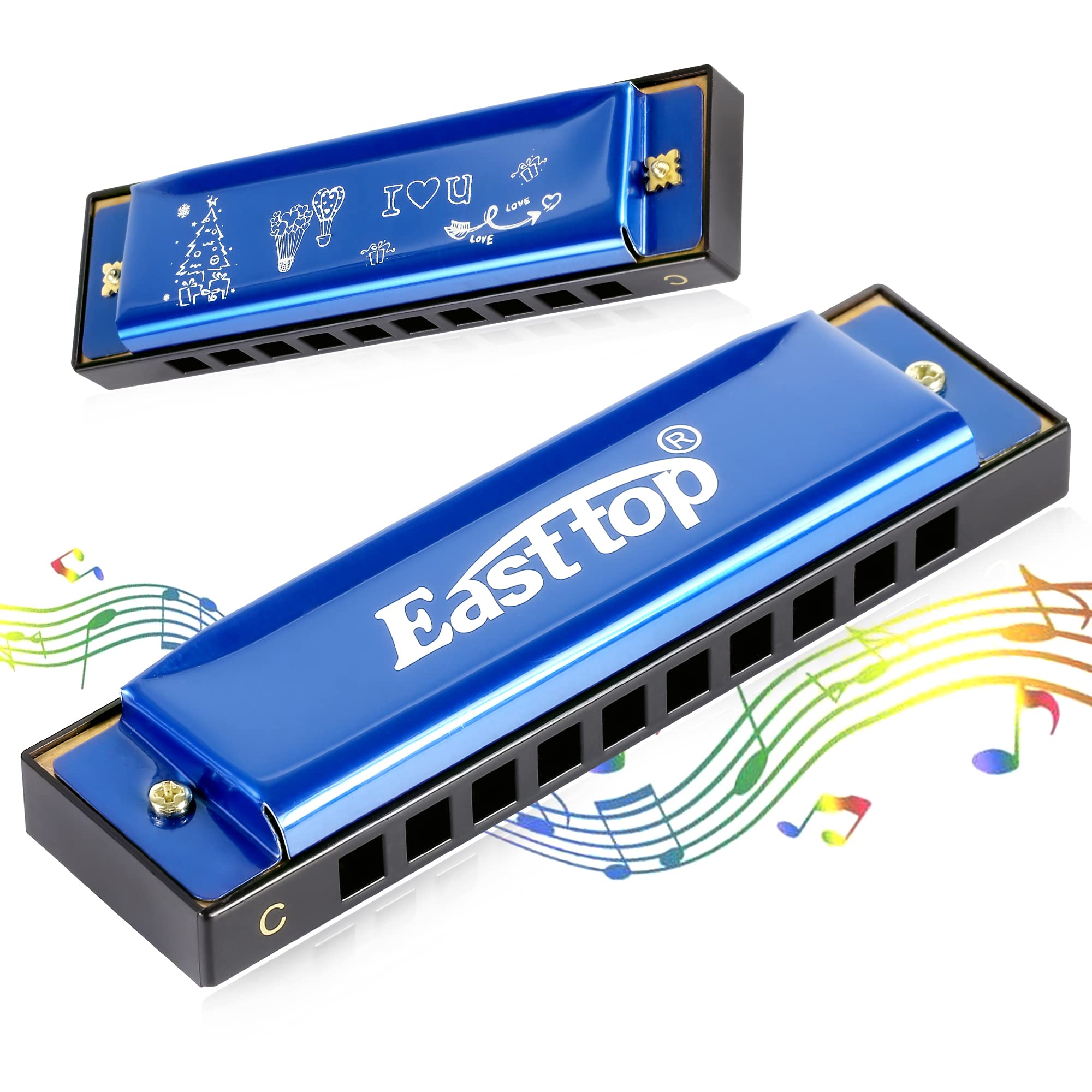 East Top Blues Harmonica, Diatonic Harmonica Key Of C 10 Holes 20 Tones Mouth Organ Blues Harp Harmonica For Adults, Kids, Begin