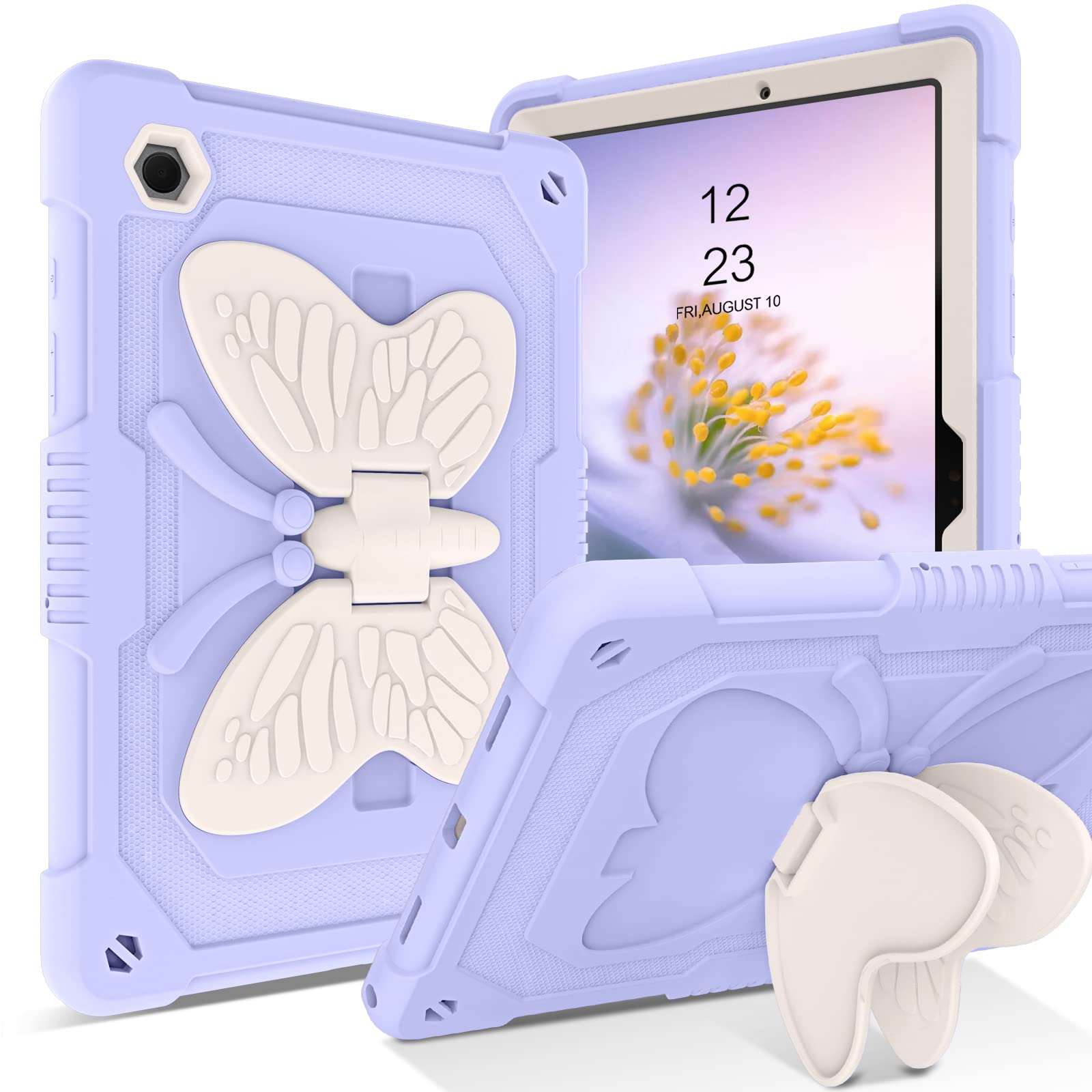 Yinlai For Samsung Galaxy Tab A8 Case,Tab A8 10.5 Case Silicone Butterfly Kickstand Kids Girls Women Shockproof Protective Table