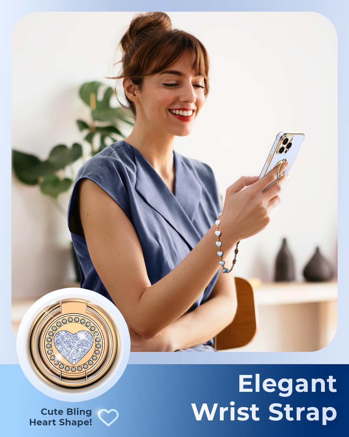 Xyz For Iphone 14 Pro Case With Stand, Phone Case With Double Ring Kickstand, Women Girl Cute Love Heart Luxury Bling Protective