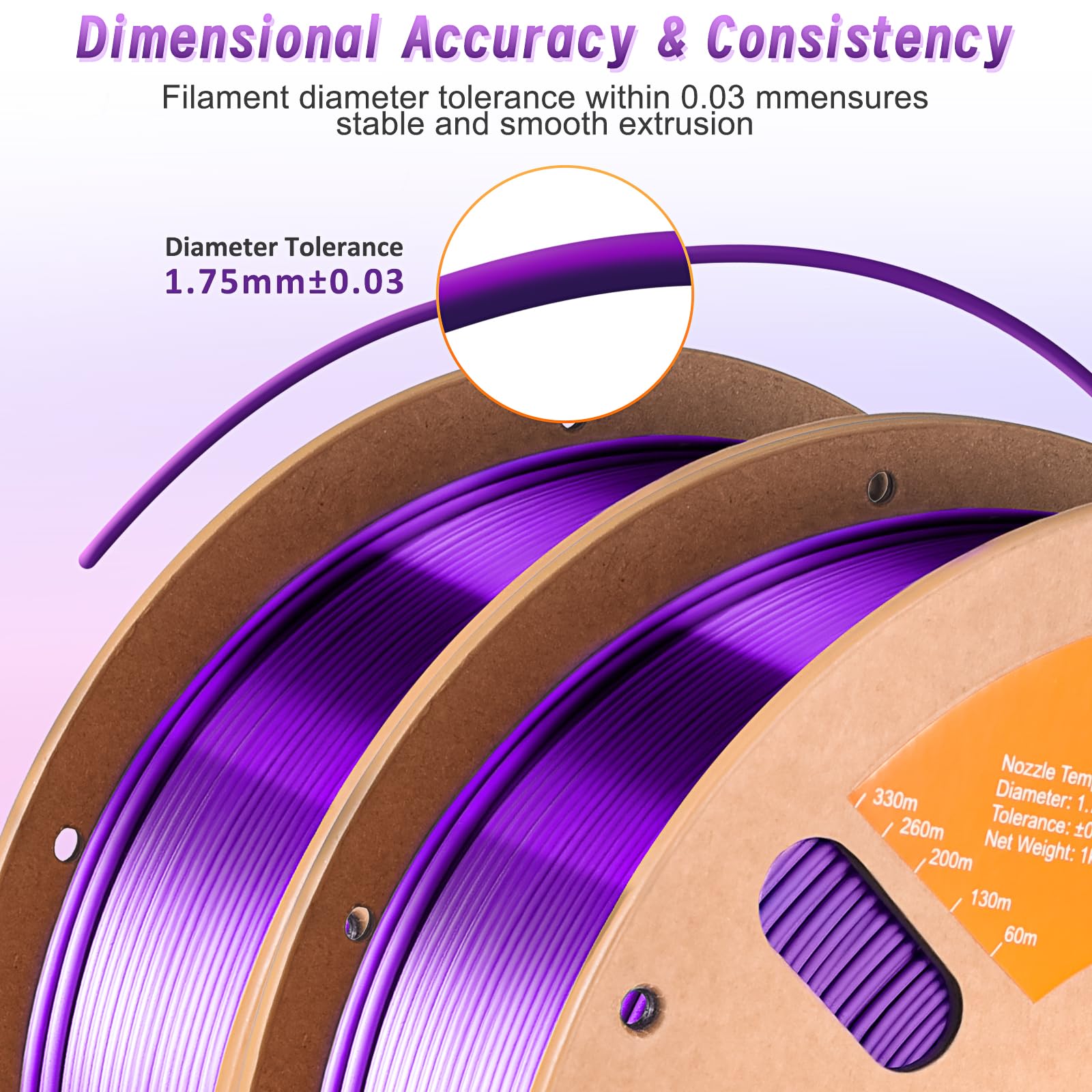 Eryone Silk Dual Color Pla Filament 3D Printer 1.75Mm +/  0.03Mm, Bicolor Filament Two Tone Pla Bundle 2Kg Cardboard Spool, Blac