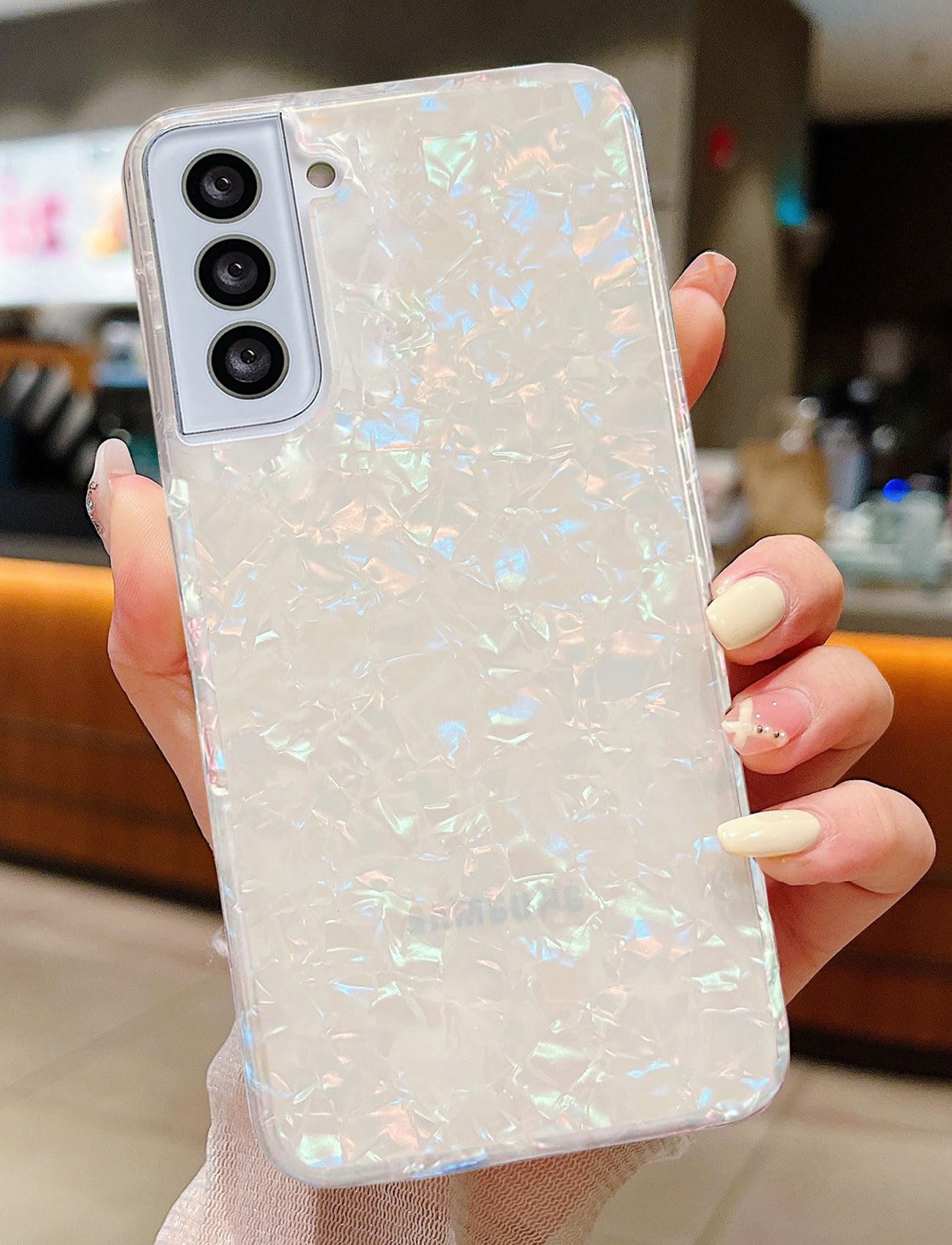 J.West Galaxy S22 Plus Case 5G 6.6 Inch, Luxury Sparkle Glitter Translucent Clear Colorful Opal Pearly Thinfoil Design Shiny Pri