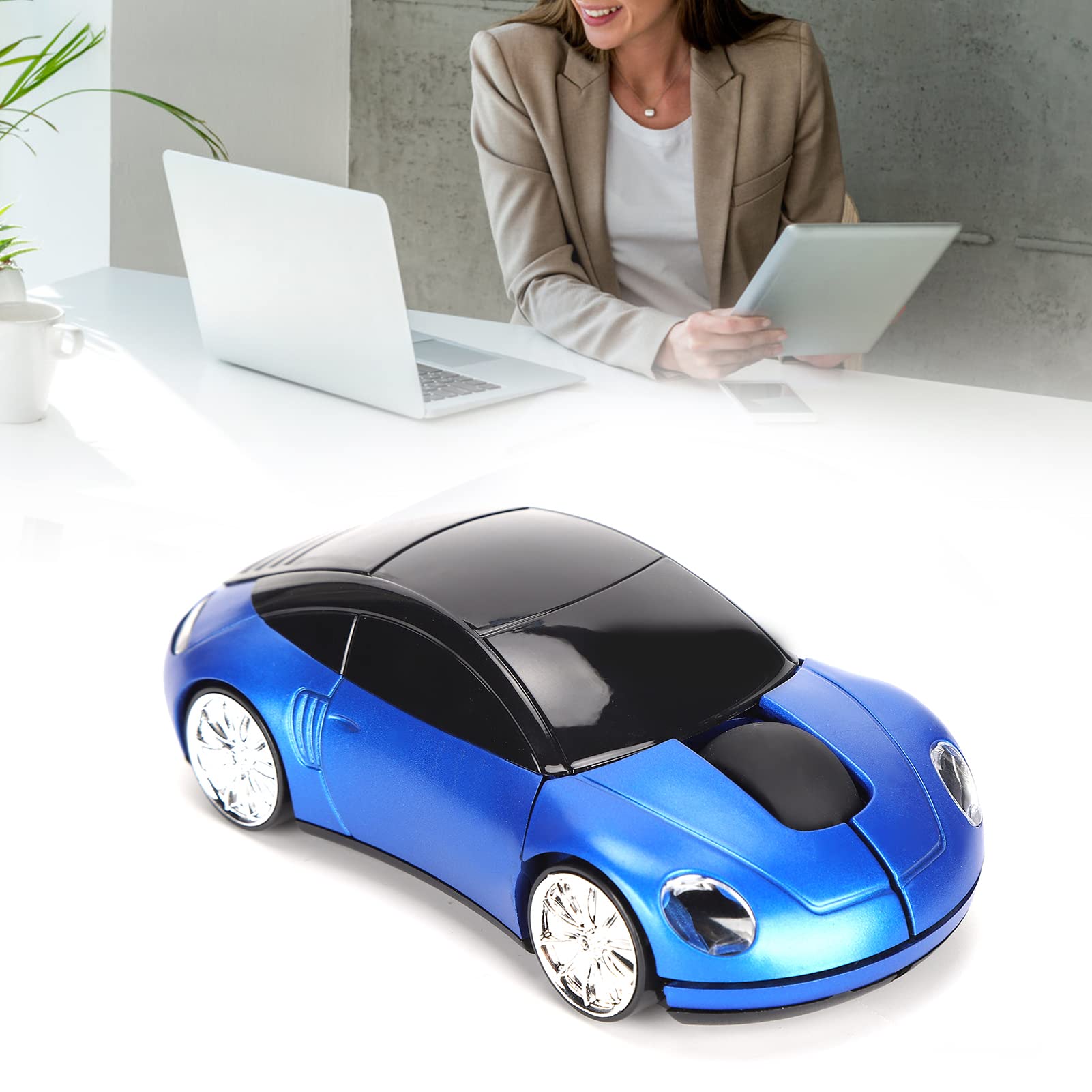 2.4Ghz Wireless Car Mouse, 3D Sport Car Shape Ergonomic Optical Mice With Usb Receiver, 1600 Dpi Computer Mouse With Led Light F