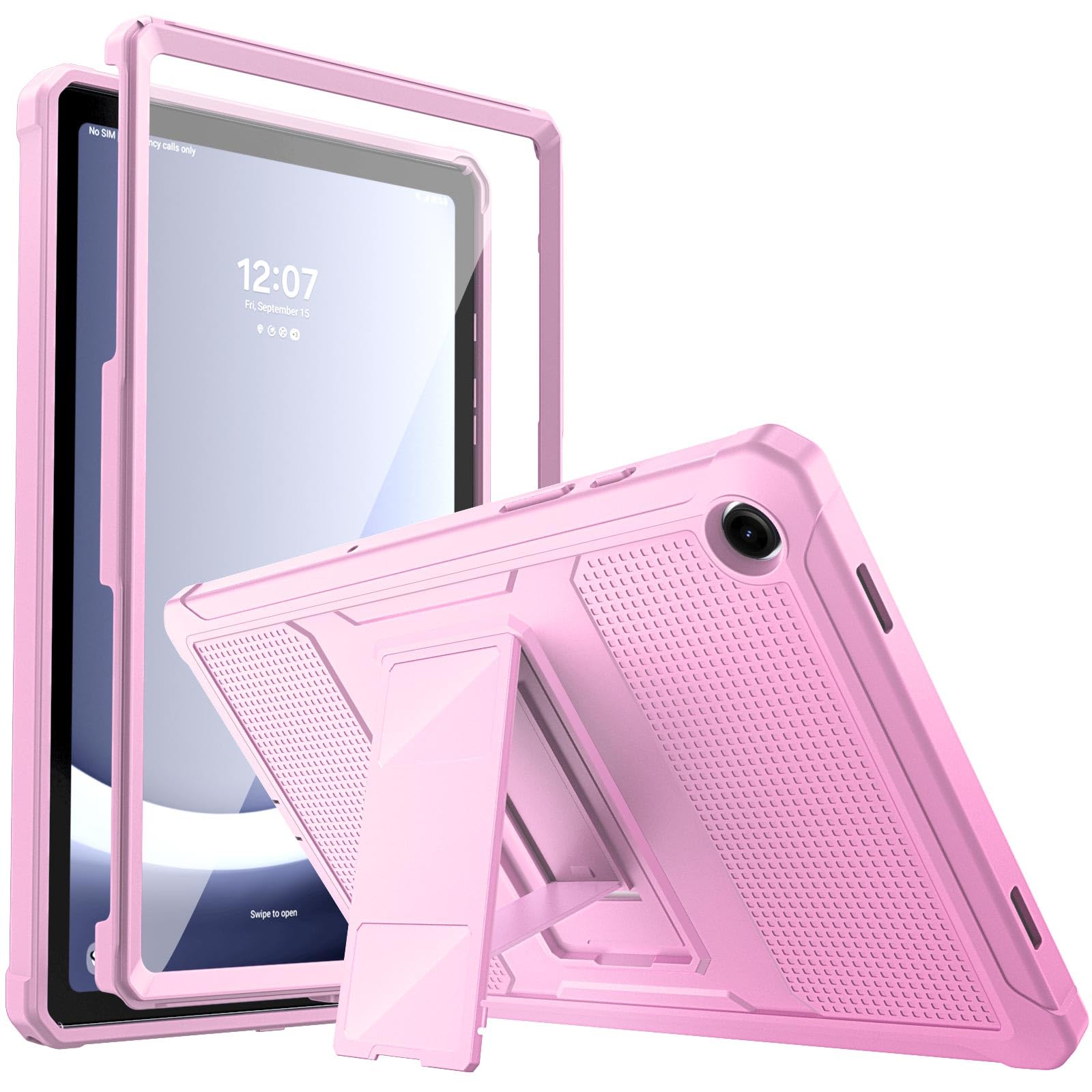 MoKo Case Fit Galaxy Tab A9 Plus 11 Inch 2023 (SM X210/X216/X218), Shockproof Full Body Rugged Stand Back Cover Built in Screen Protector Fit Galaxy Tab A9+ 11' 2023, Flowers Pink