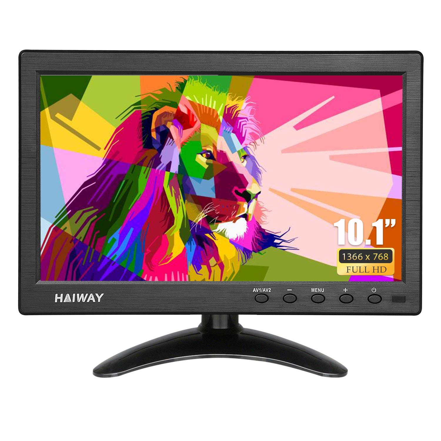 Haiway 10.1 Inch Security Monitor, 1366X768 Resolution Small Hdmi Monitor Small Portable Monitor With Remote Control With Built 