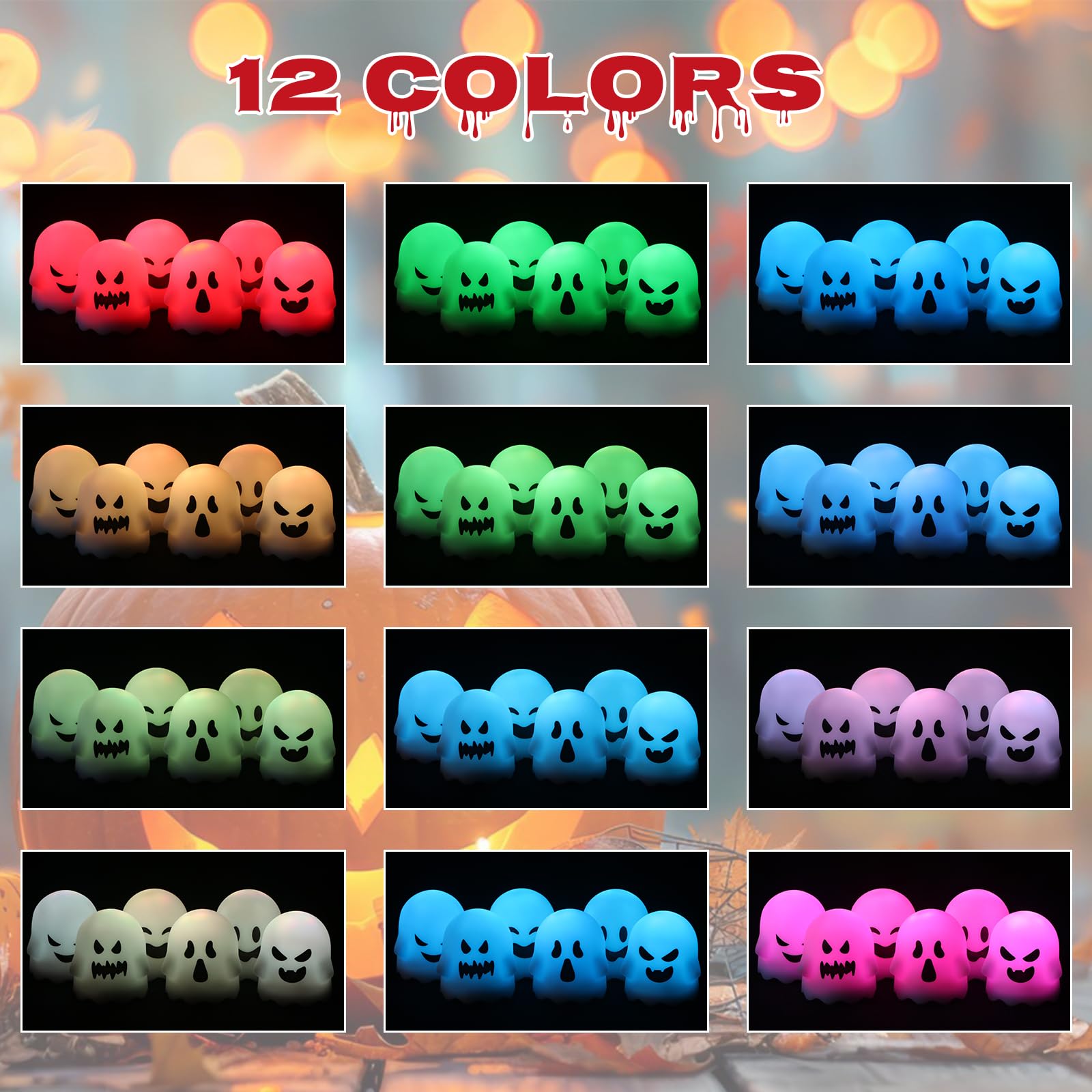 Wondise Halloween Flickering Flameless Candles With Remote And Timer, Color Changing Battery Operated Tea Lights Candles Spooky