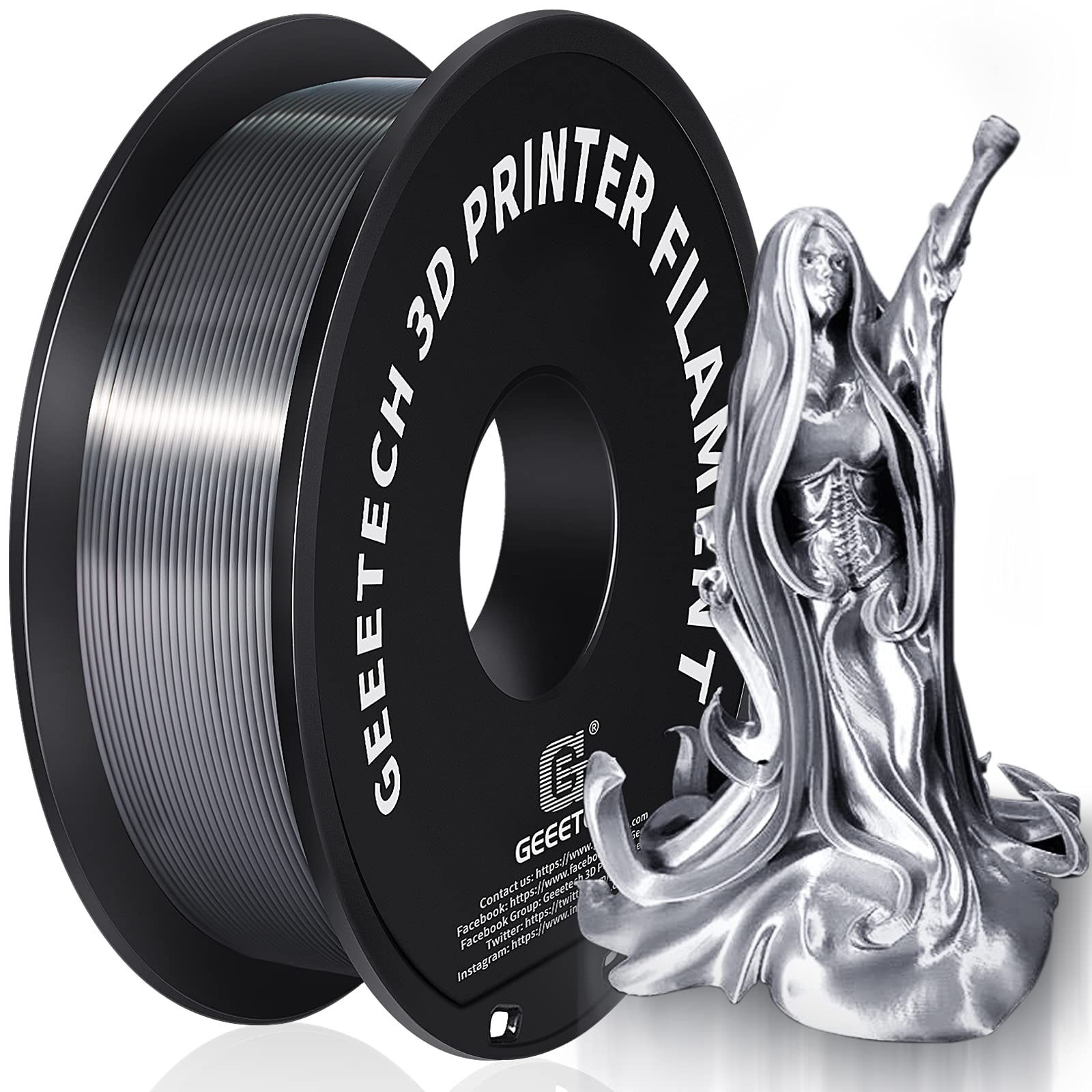 Geeetech Filament pla 1.75 Dark Silk Silver