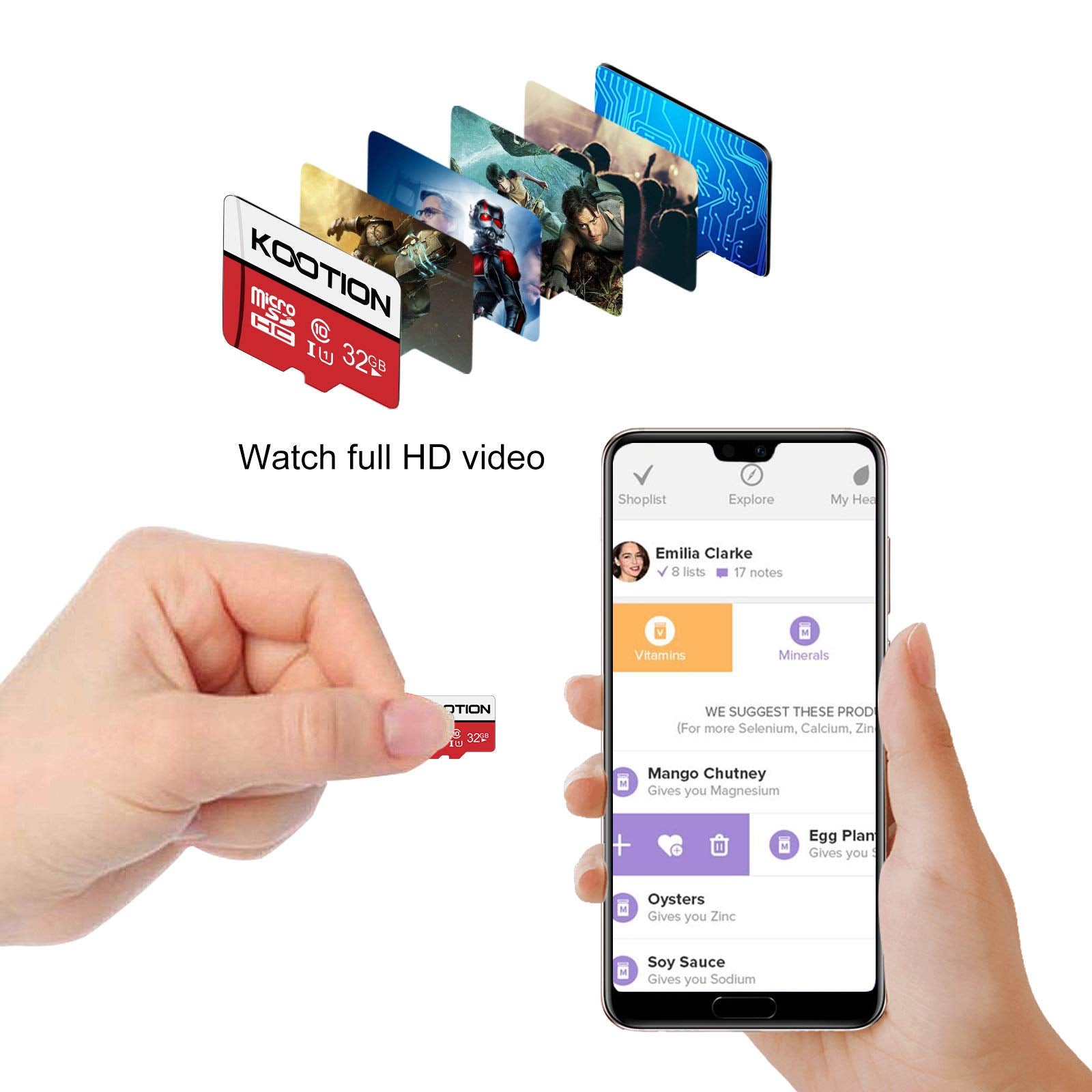 Kootion 32Gb Micro Sd Card 2 Pack Class 10 Micro Sdhc Card Uhs I Memory Card, High Speed Tf Card, C10, U1, 32 Gb