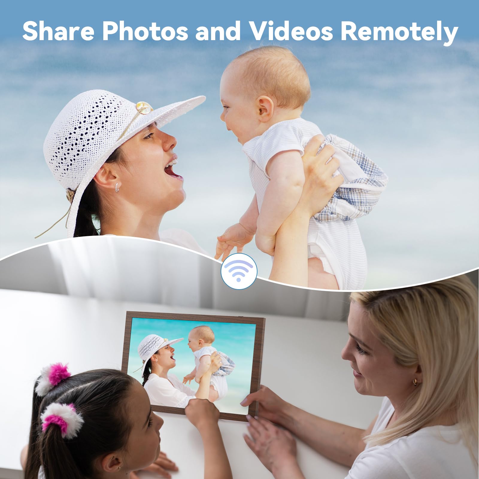 Kosshe 10.1'' Wifi Digital Picture Frame, Smart Electronic Photo Frame, 1280X800 Ips Hd Touch Screen, Auto Rotate, Easy Setup To