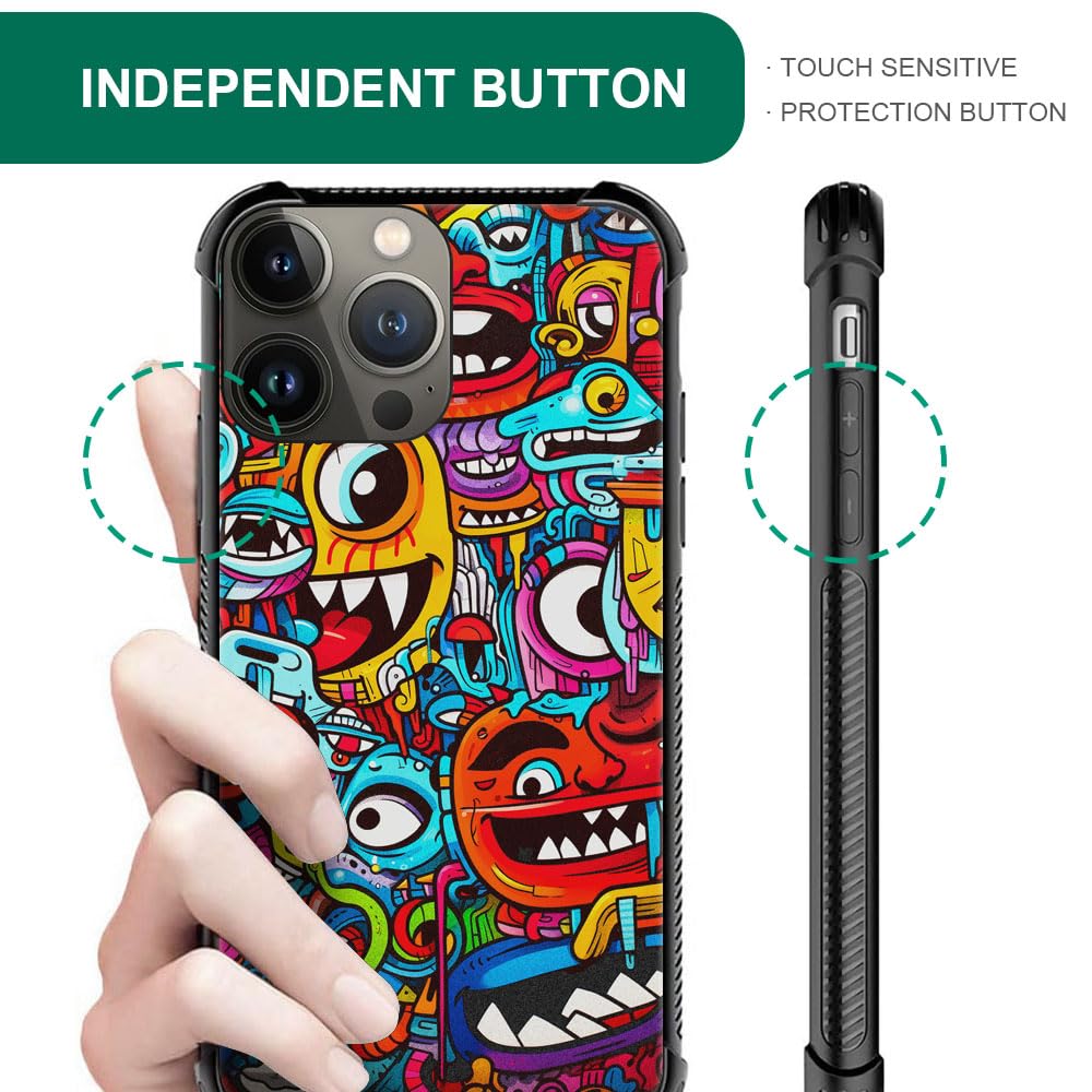 CARLOCA iPhone 13 Pro Shockproof Anti-Scratch Hard Acrylic Phone Case Colorful Trippy Red Cartoon