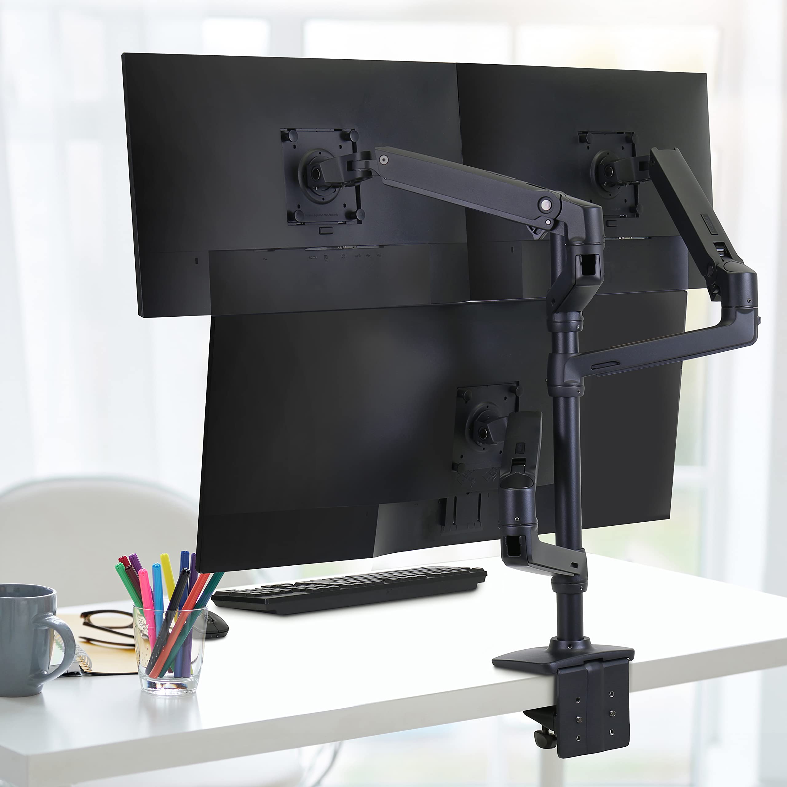 Ergotron   Lx Monitor Arm, Extension, And Collar Kit   Add On For Lx Tall Pole Monitor Arms   Matte Black