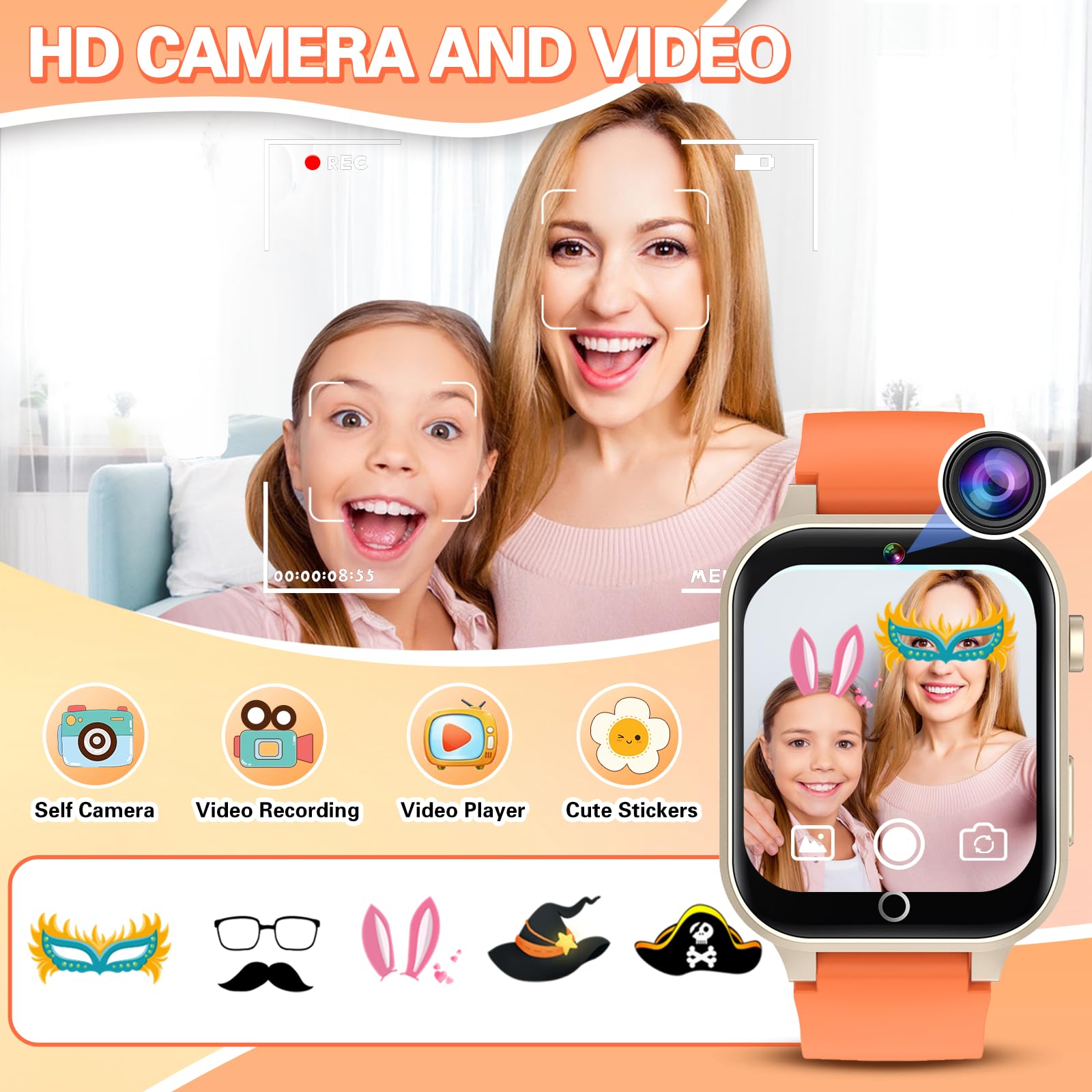 Kids Smart Watch Girls Gift For Girls Aged 6-12, Hd Touchscreen Kids Watch With 26 Games Video Camera Music Pedometer Audiostory