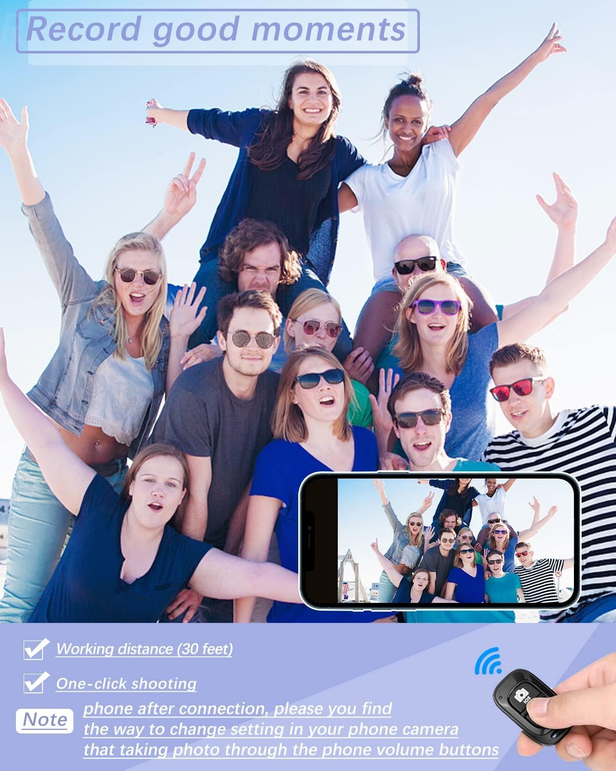 Wireless Remote For Iphone Camera For Iphone & Android, Bluetooth Remote Capture Perfect Moments Hands Free With This Selfie Cli