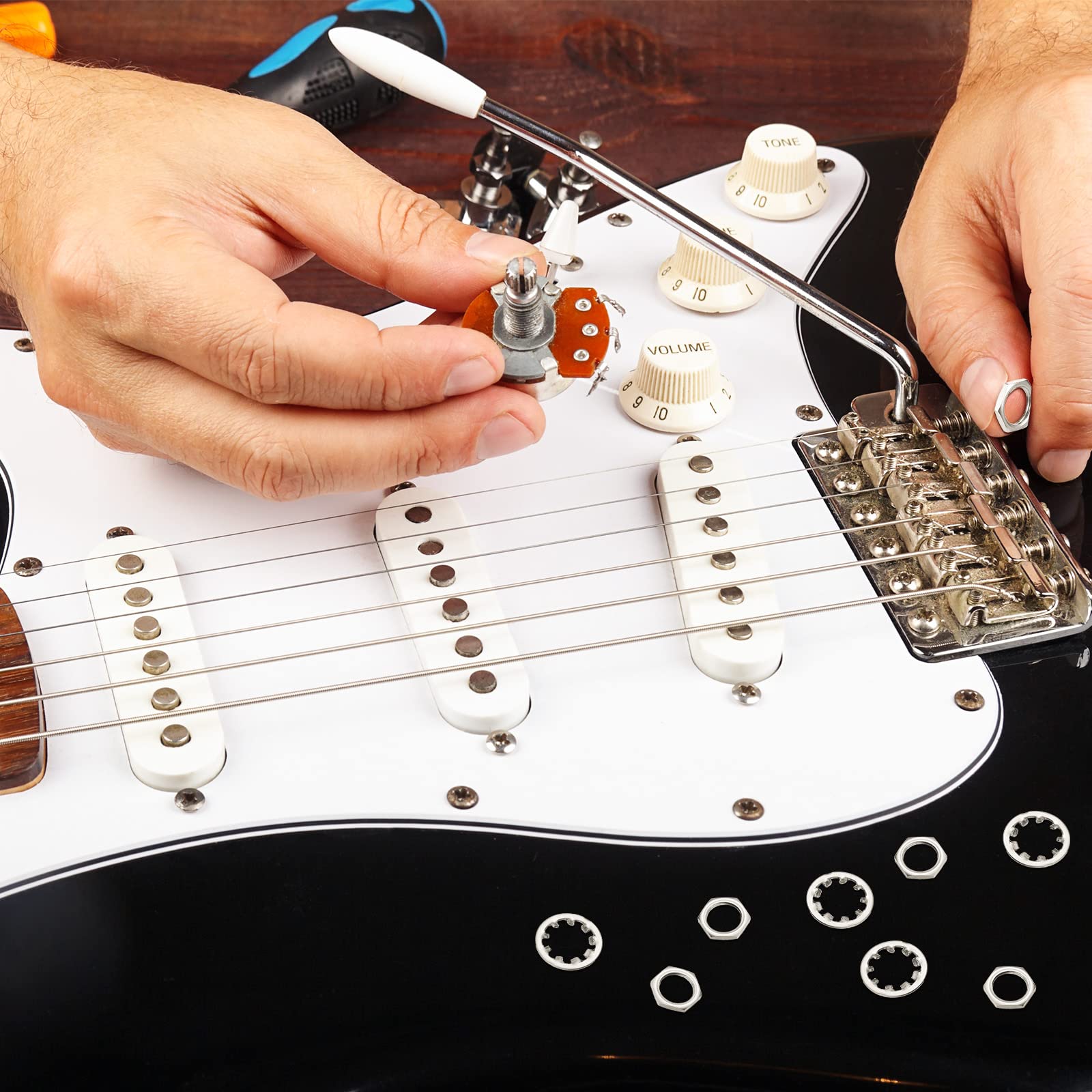 Set Of 8 Guitar Nuts, Washers And Lock Washers For Us Cts Pots And Jacks