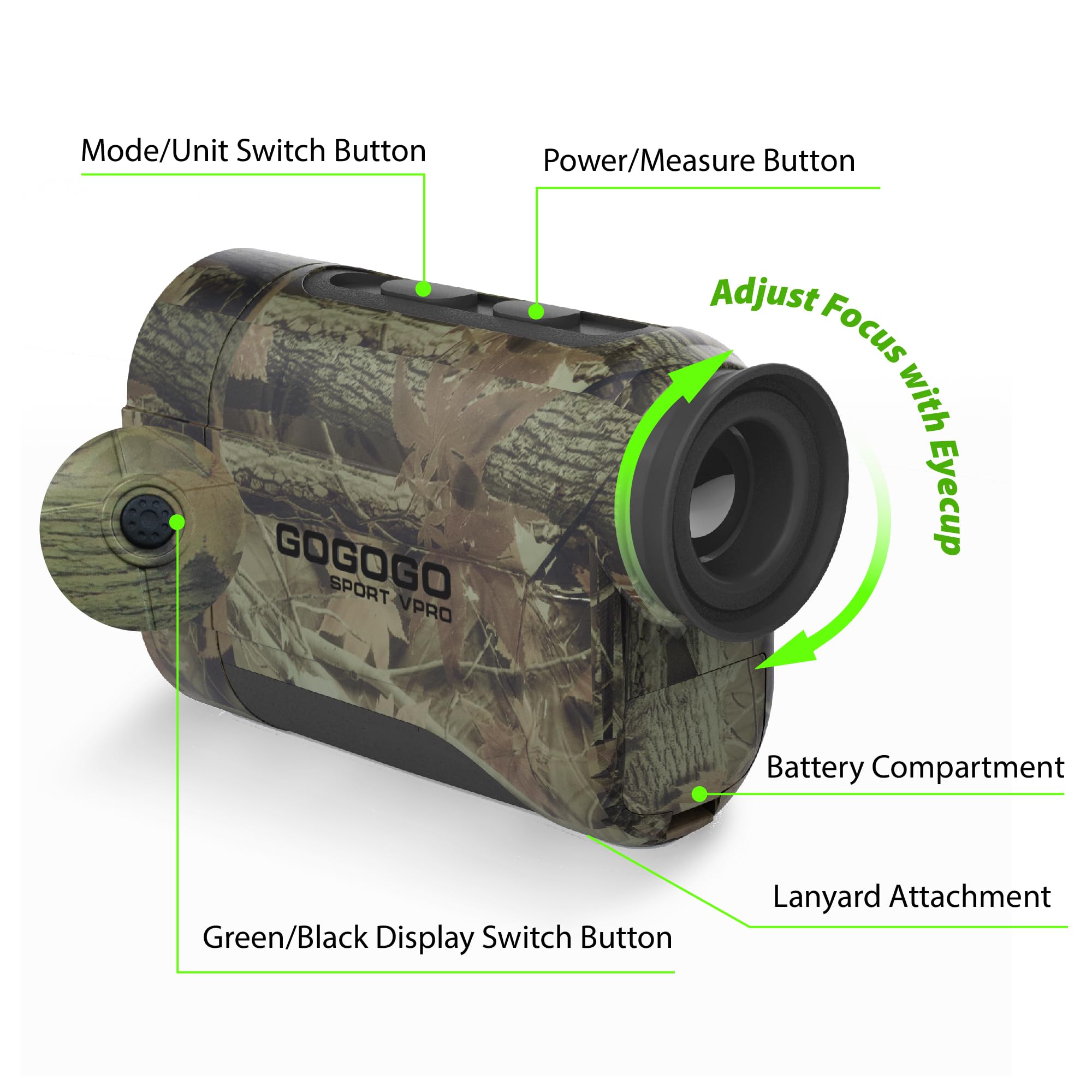 Gogogo Sport Vpro Laser Rangefinder For Hunting Deer With Green Oled Backlight 1200 Yards Range Finder For Shooting
