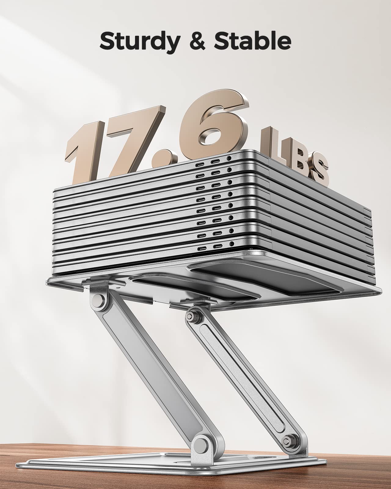 Loryergo Adjustable Laptop Stand, Portable Riser For 17.3Inch Laptops, Adjustment For Desk, Holds Up To 17.6Lbs Notebook   Slive