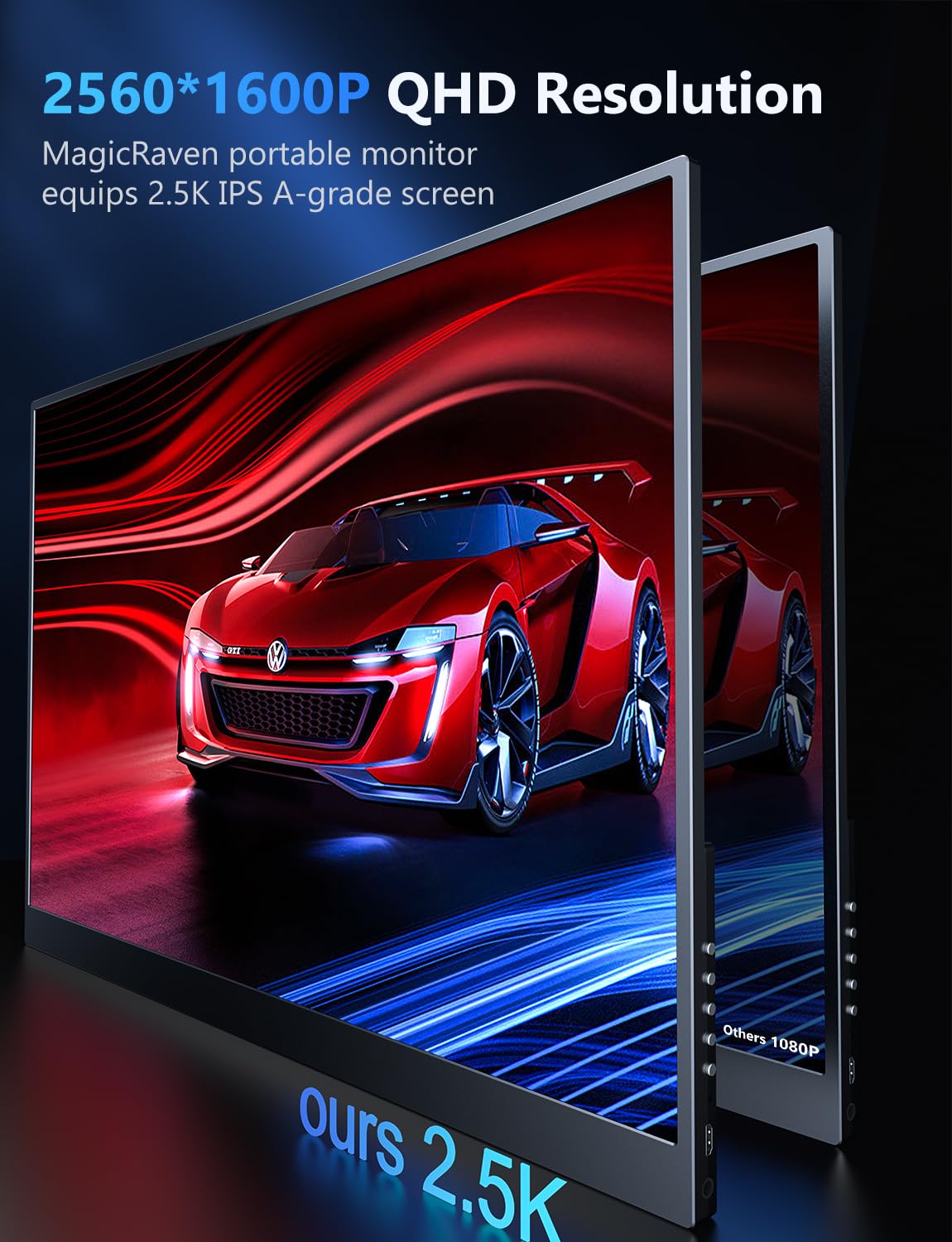 2.5K Portable Gaming Monitor, 18'' 144Hz Ips Portable Laptop Monitor, Second Screen Dual Usb C Hdmi Computer Gaming Display With