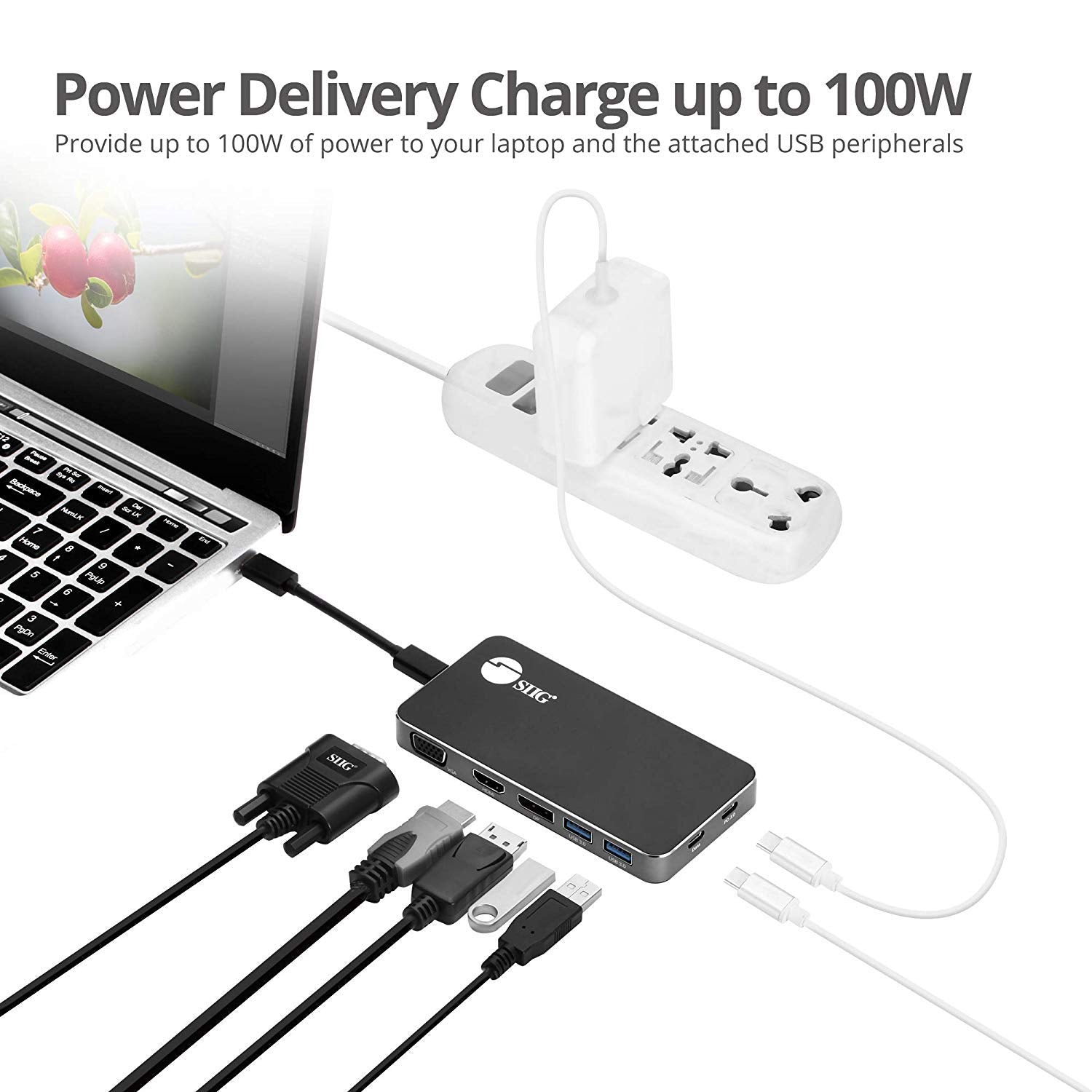 Siig 4K Usb-C Mst Laptop Docking Station Thunderbolt 3 Compatible With 100W Pd Supports Windows & Chromebooks, Mac M1/M2/M3 Pro/