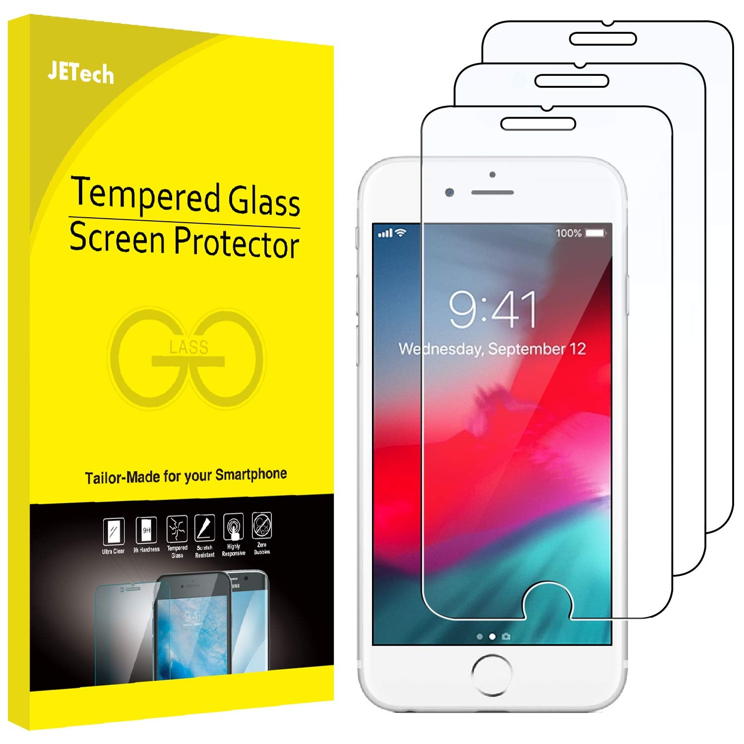 Jetech 3 Pack Screen Protector For Iphone 8 Plus, Iphone 7 Plus, Iphone 6S Plus And Iphone 6 Plus, Tempered Glass Film, 5.5 Inch