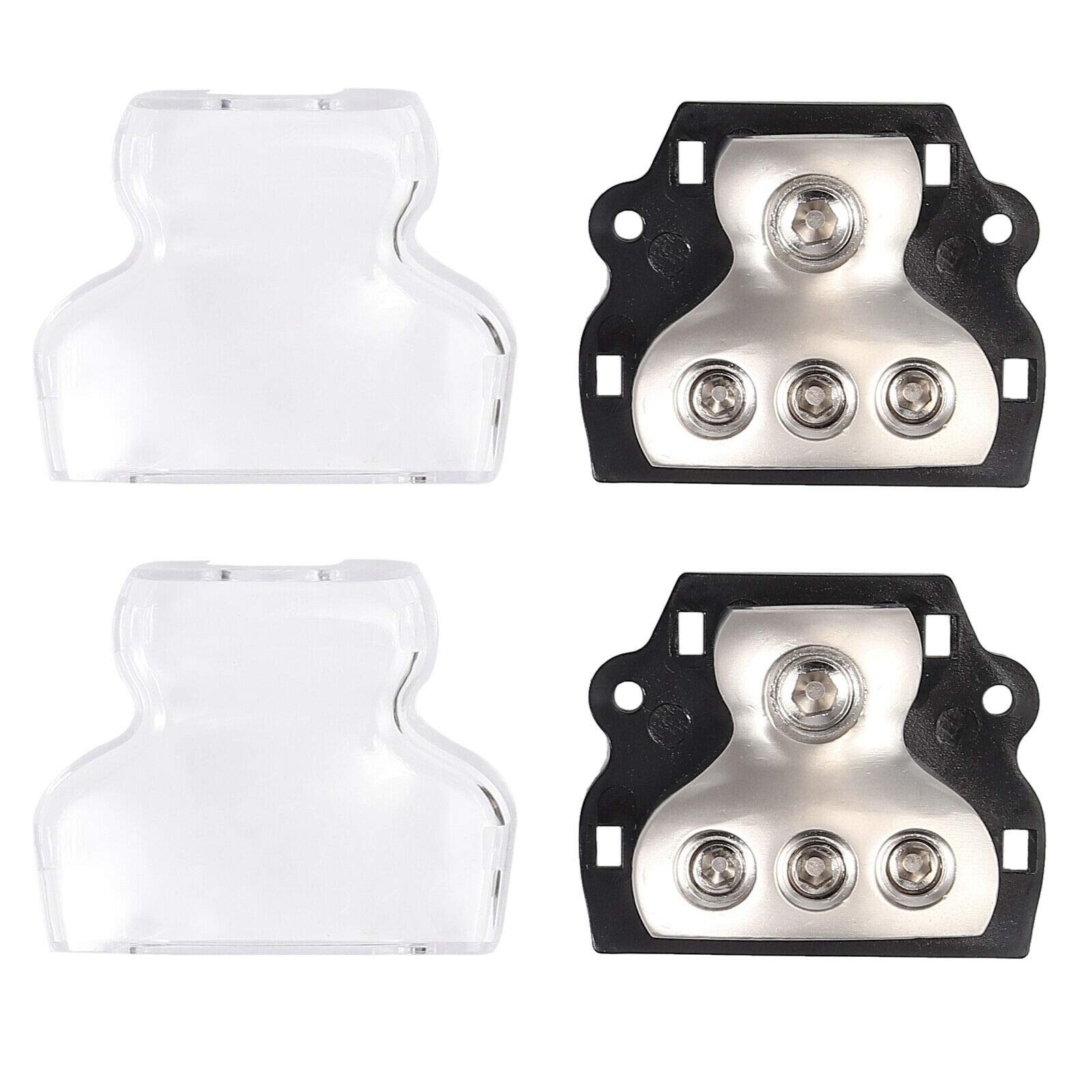 Vonsom 3 Way Power Distribution Block, 1X 0 Gauge In / 3X 4 Gauge Out Amp Power Distribution Ground Distributor Connecting Block