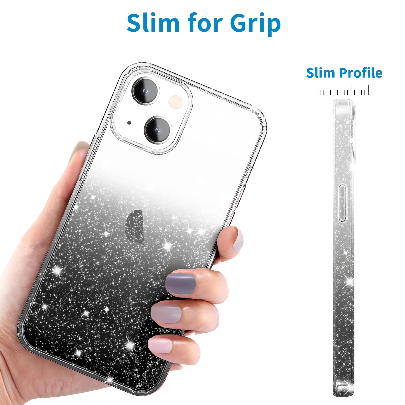 Jjgoo Compatible With Iphone 15 Case Glitter, Clear Transparent Soft Tpu Sparkle Anti Scratch Shockproof Protective Phone Bumper