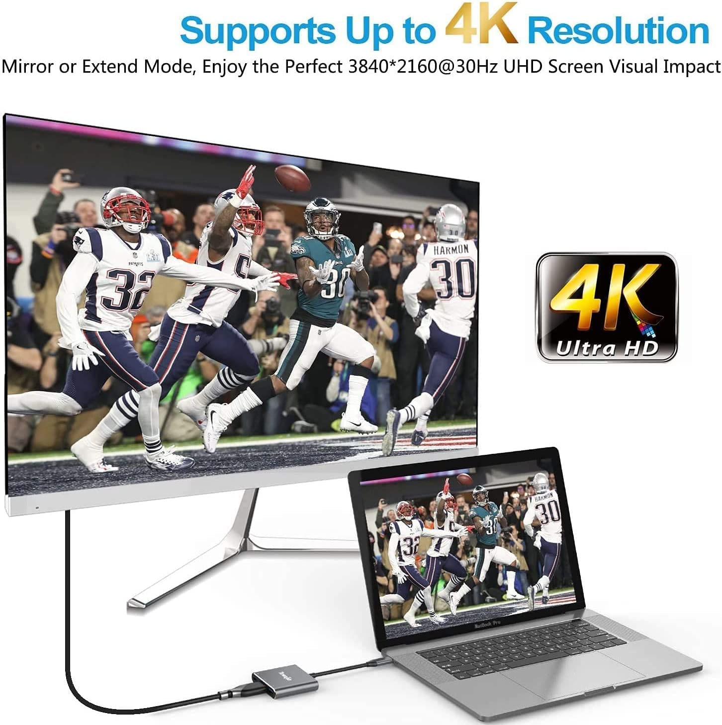 Tuwejia Usb C To Hdmi Multiport Adapter Usb 3.1 Gen 1 Thumderbolt 3 To Hdmi 4K Video Converter/Usb 3.0 Hub Pd Quick Charging Por