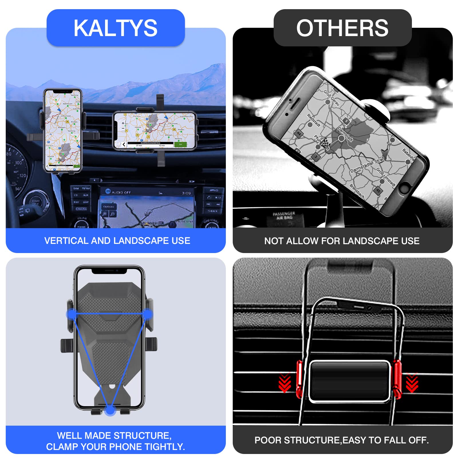 Karltys Compatible With Cell Phone Holder Nissan Rogue 2014 2020 (Not For Rogue Select) /Rogue Sport 2017 2023 /Murano 2015 2023 Car Mobile Phone Holder Dashboard Air Vent Mount Adjustable Stand