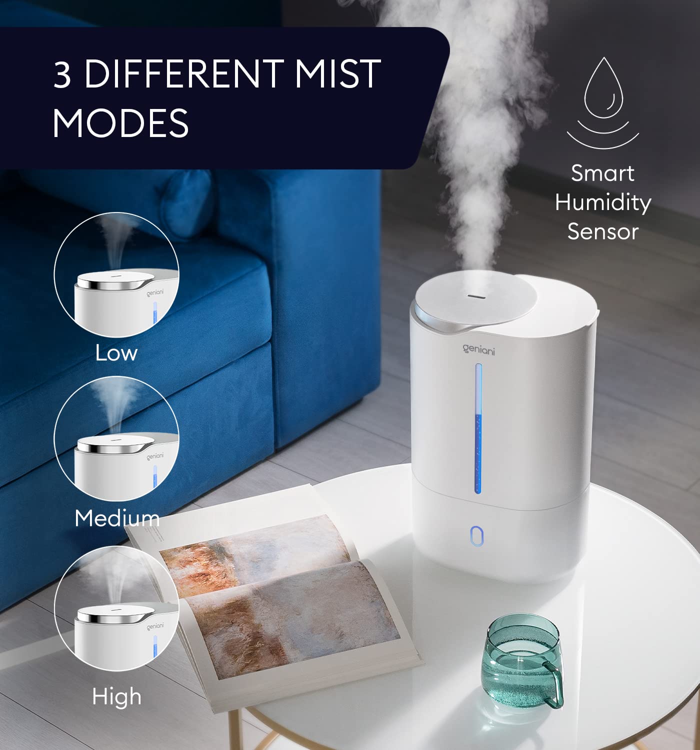 Top Fill Humidifier With Essential Oil Diffuser 6L For Home, Baby, Bedroom, Large Room & Indoor Plants, Cool Mist Ultrasonic Qui