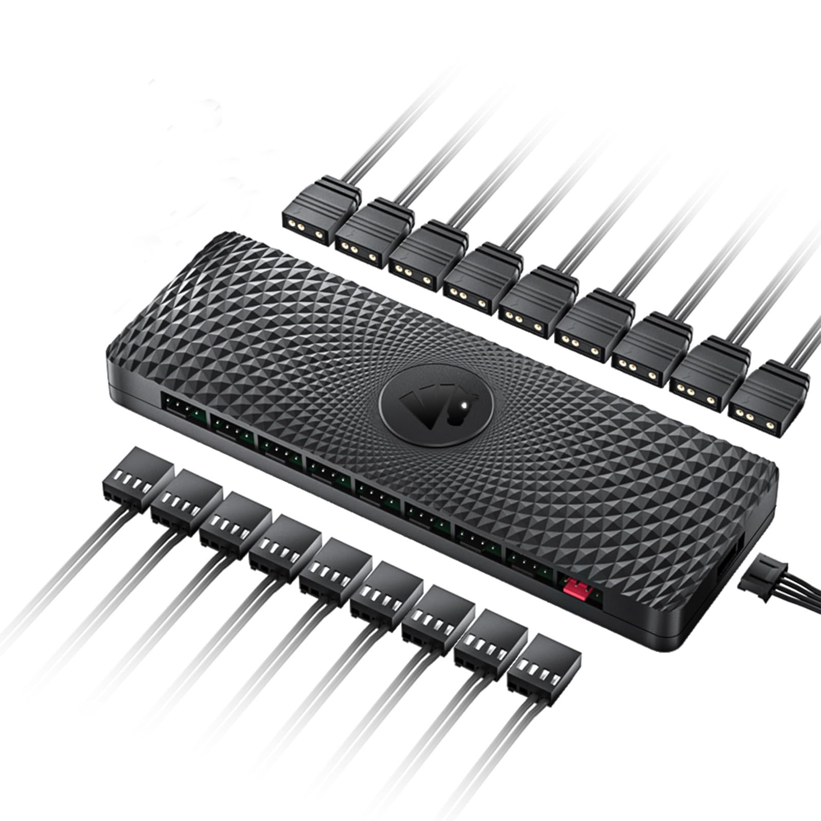 AsiaHorse VE-HUB 2IN1 ARGB/PWM hub Used SATA Power Supply,9 Ports for Addressable RGB Lighting with 9 Port PWM (Black)